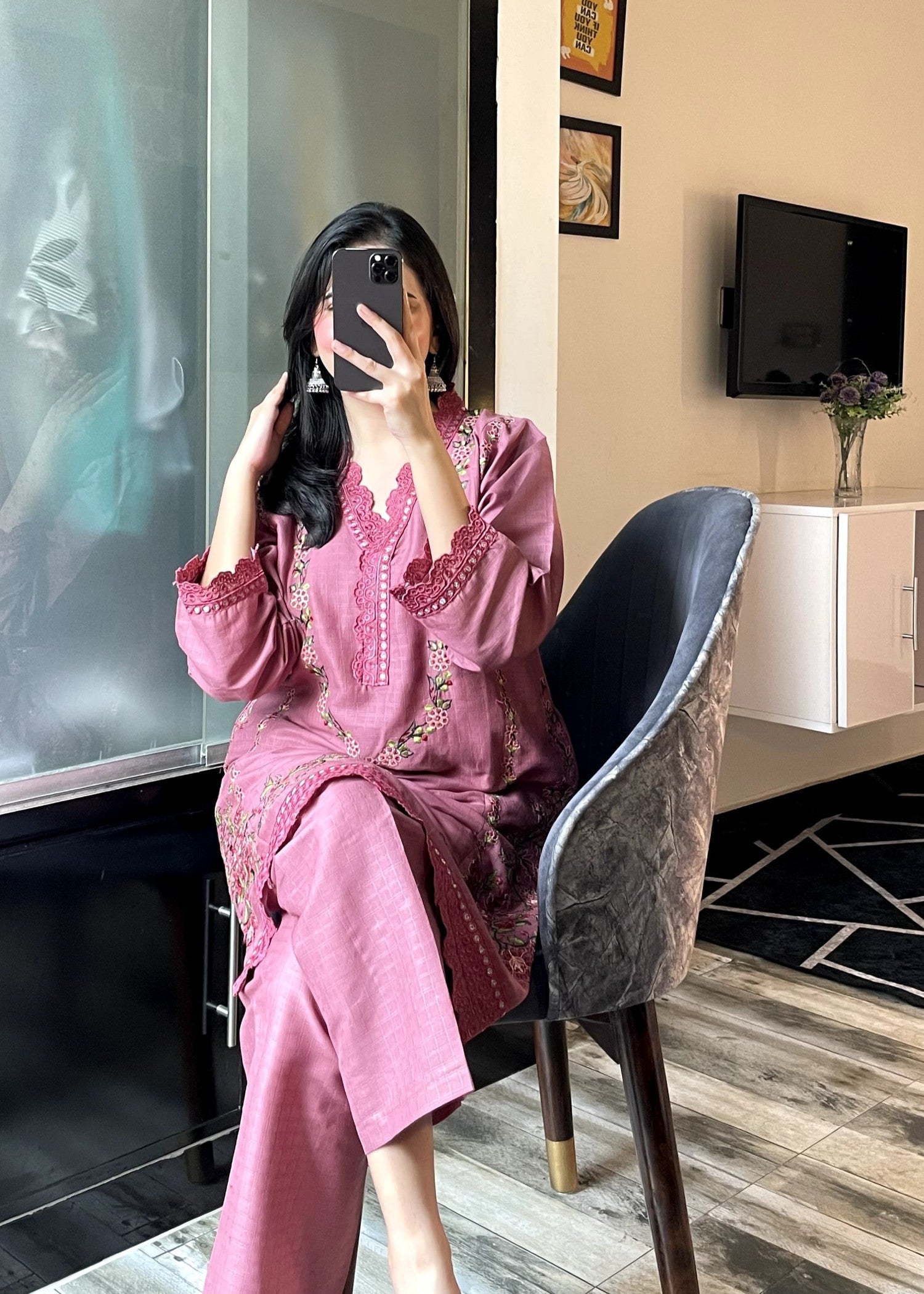 Tehzeeb Libas GULNAZ PINK EMBROIDERED Women 2pcs