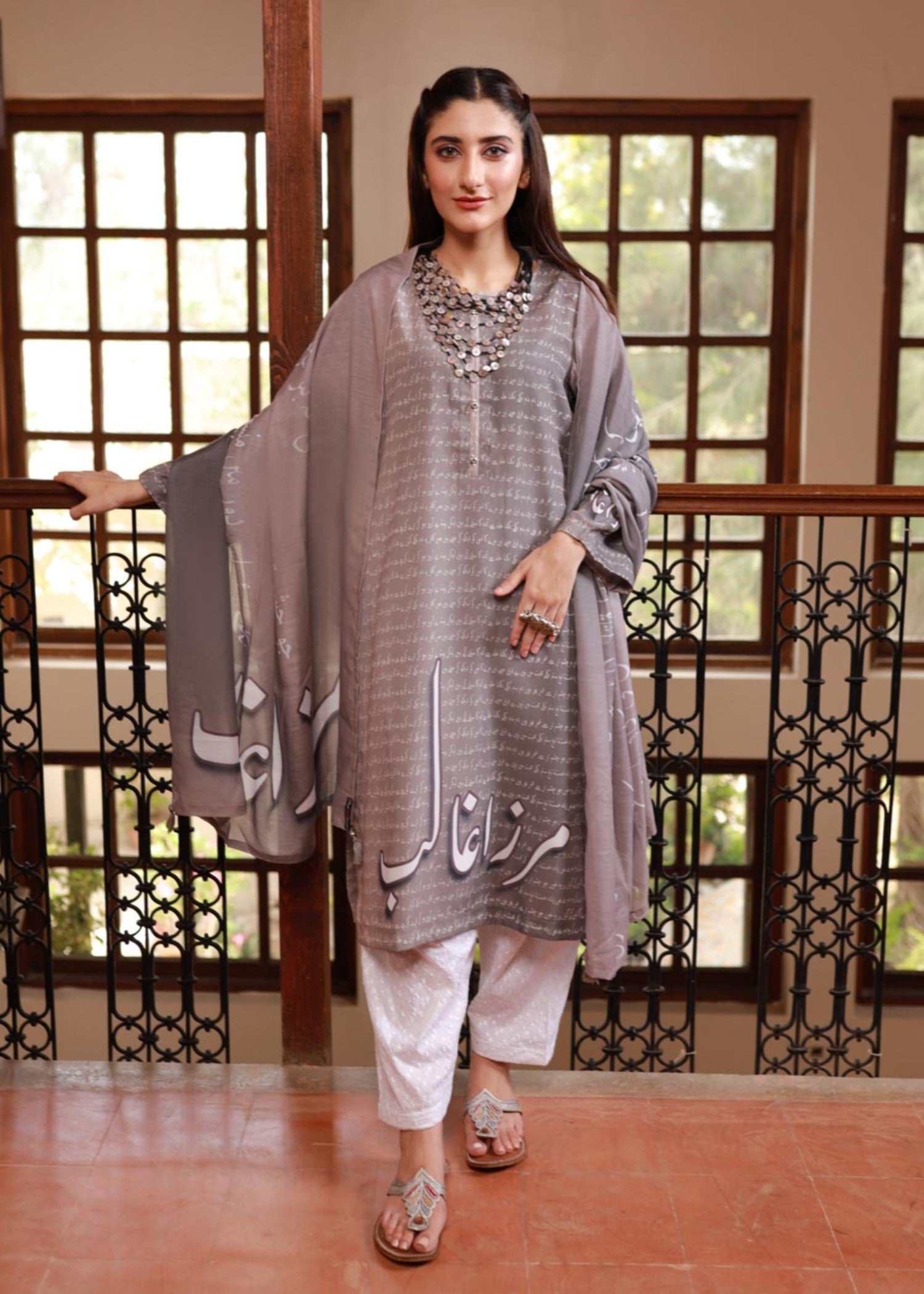 Tng (The Next Generation) Mirza Ghalib | | Stitched | Tan Brown Women 2pcs