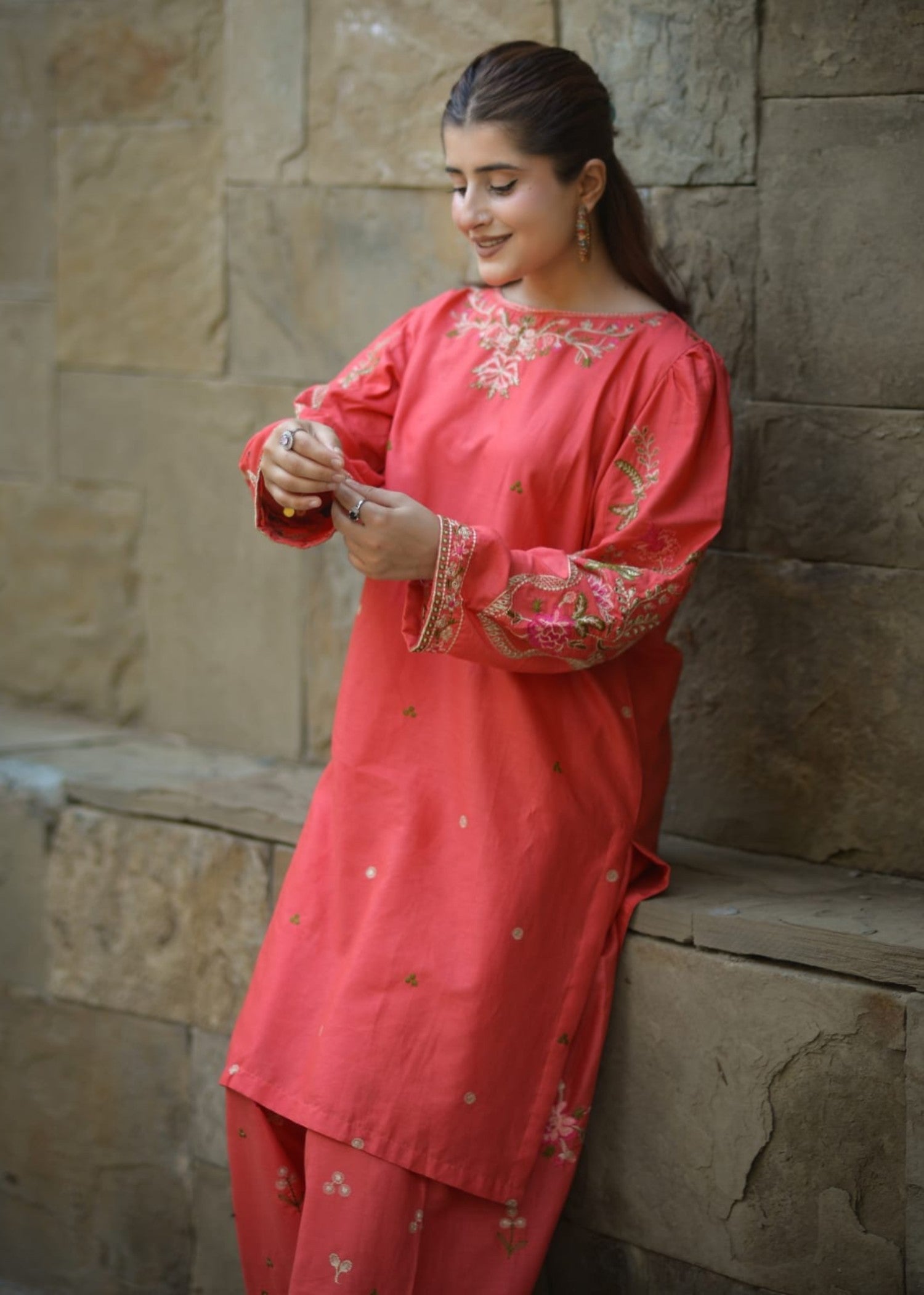 Tehzeeb Libas ZEHRA CORAL ELEGANCE Women 2pcs