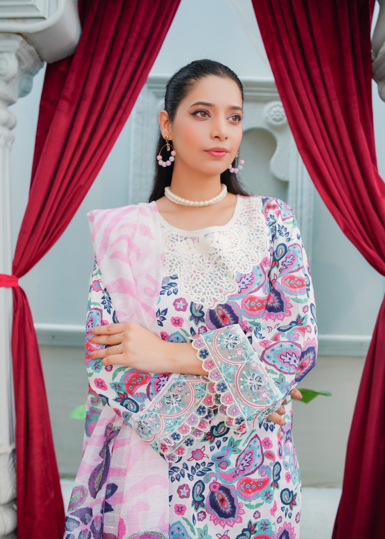 Safdar Embroidery Printed Pure Lawn Embroidered 02 Women 3pcs