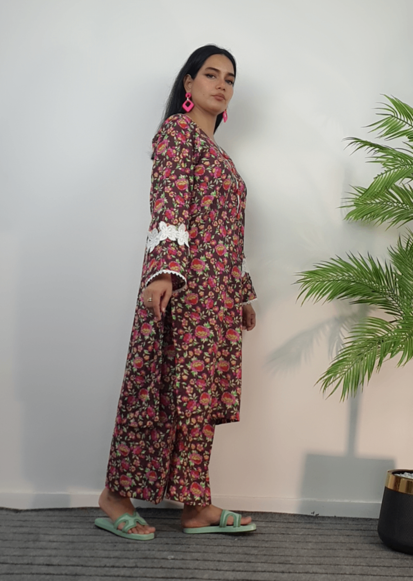 Namal Zara Ltd Summer Pret Lawn Burnt Umber Floral Design Women 3pcs