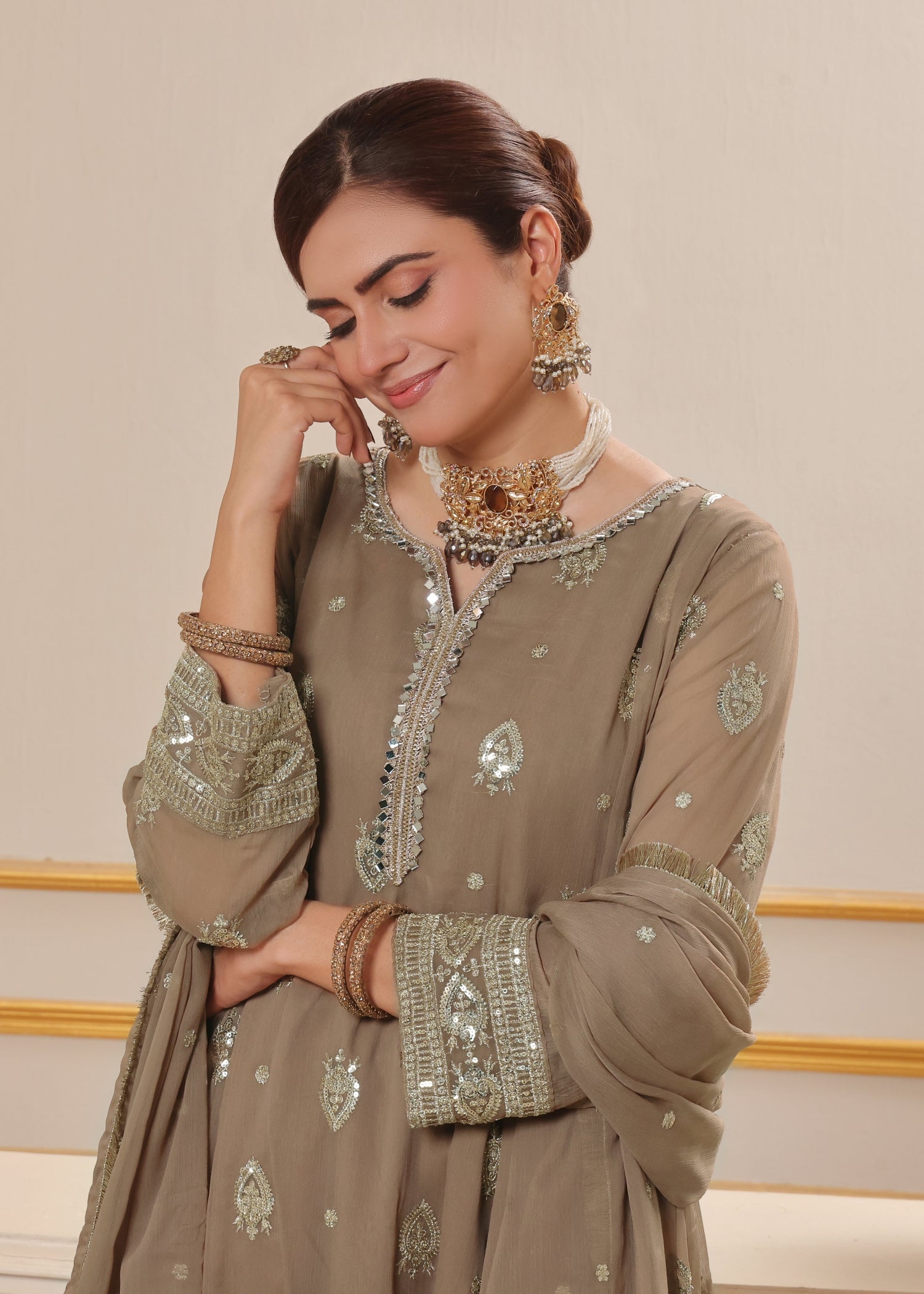 Abaan Zohan Raunak Brown Women 3pcs