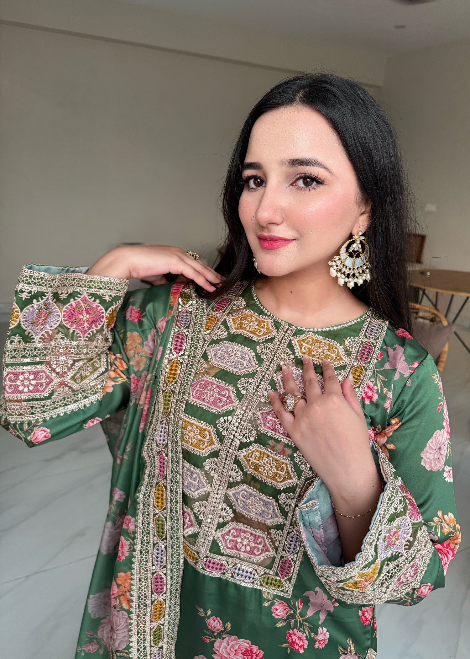 Suits By Sadia IMAAN SILK GREEN Women 3pcs