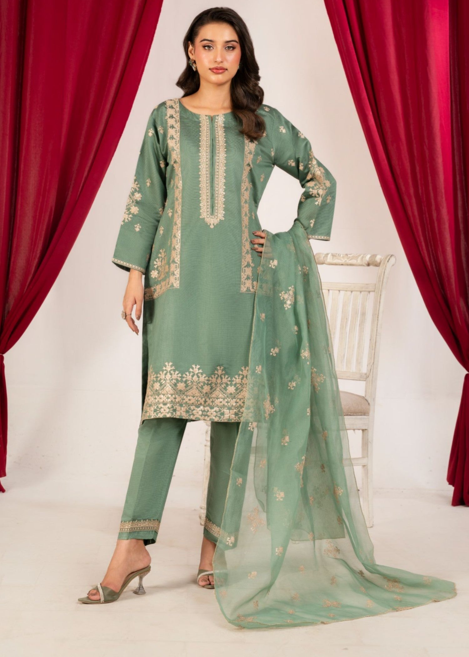 Al Burhan Apparel NAAZISH SEA GREEN Women 3pcs