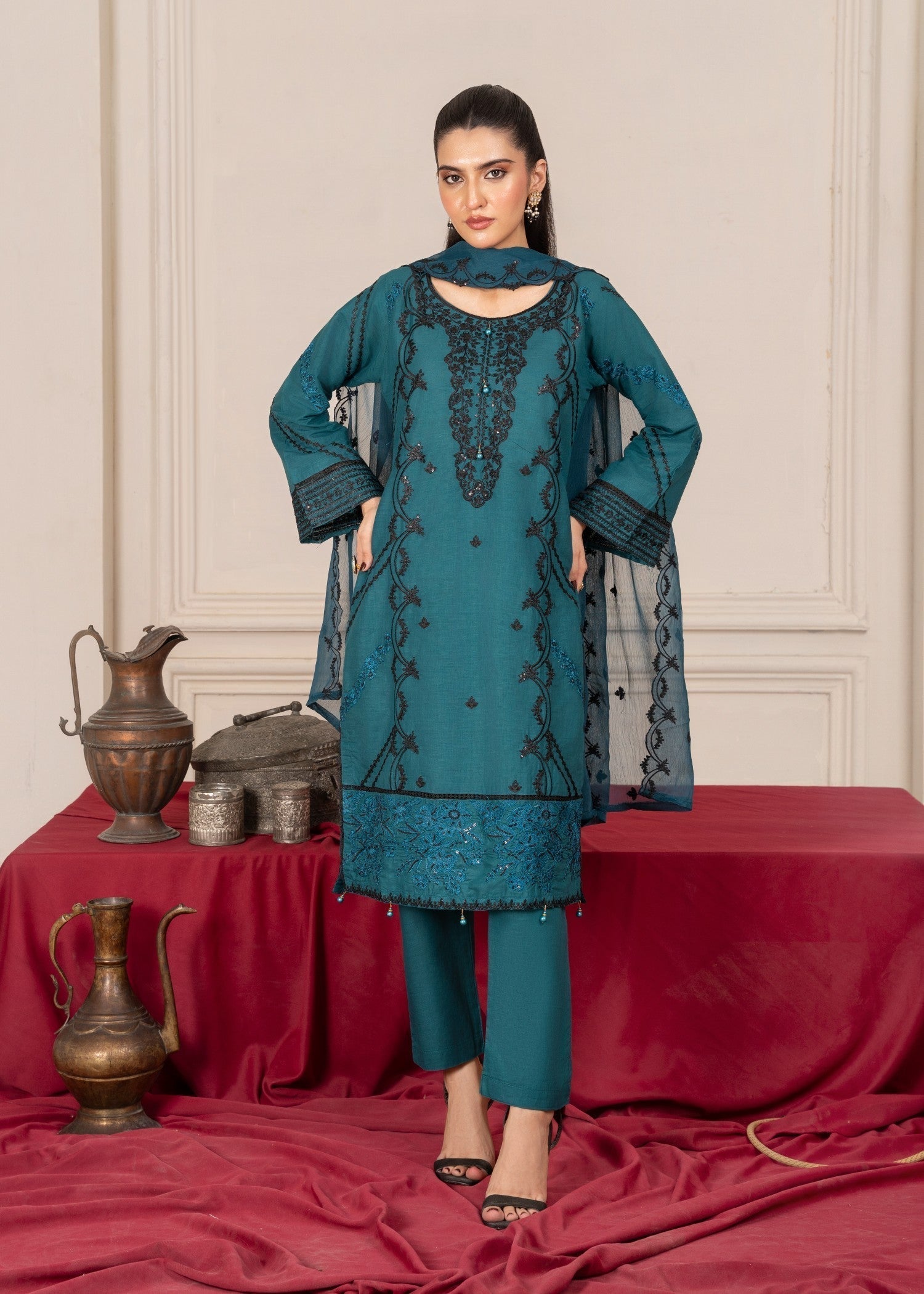 Four Season Boutique ZIRWAH COTTON TEAL Women 3pcs
