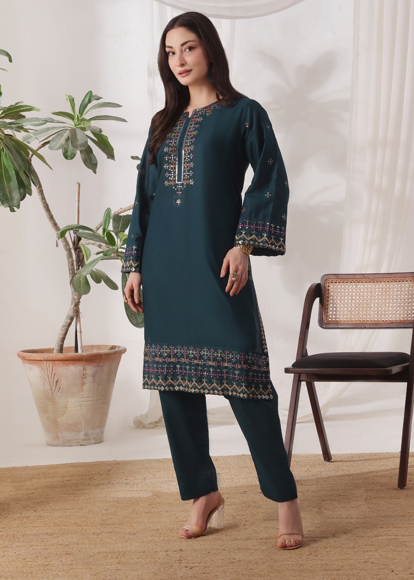 Ayra Pret Mehar Dark Forest Green Women 2pcs