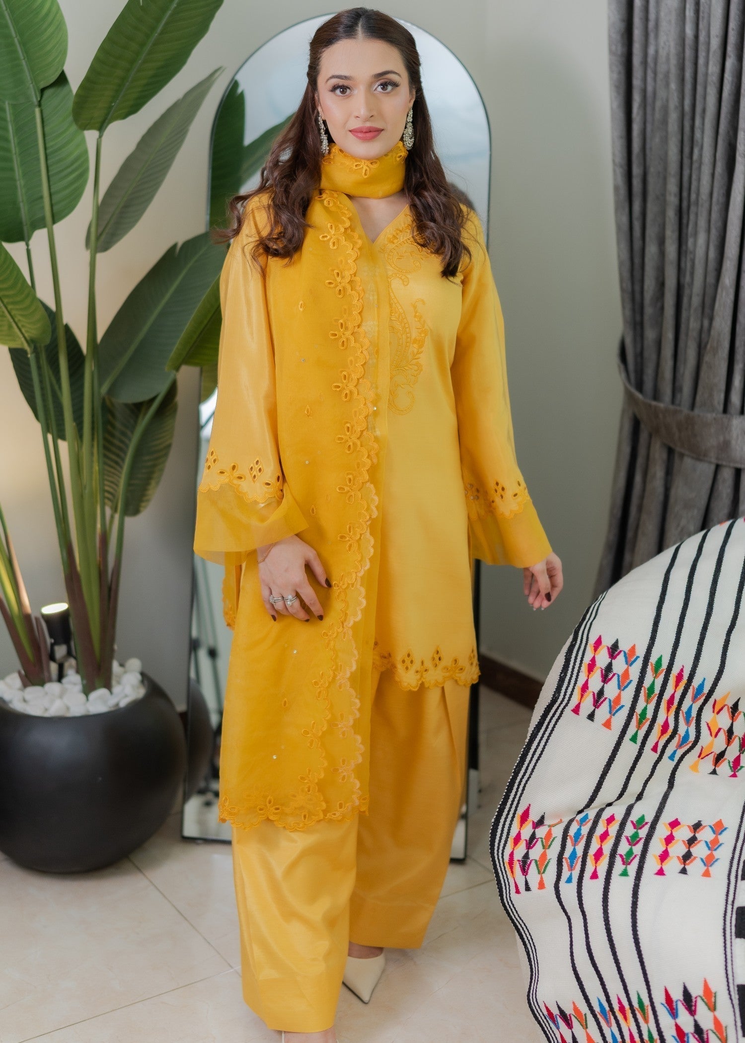 Fozia Khalid Saffron Women 3pcs