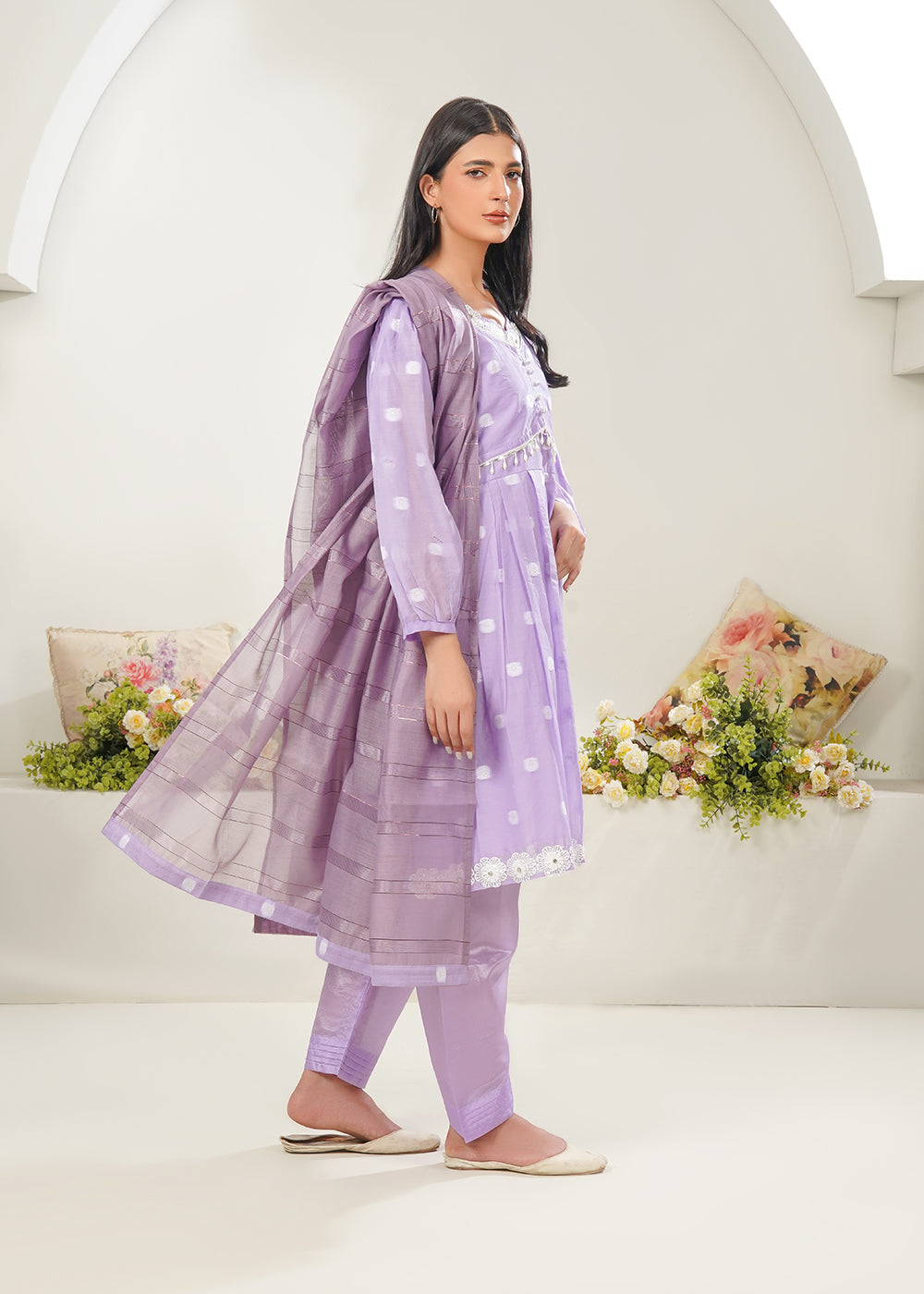 Elara Official Lilac Charm Frock set Women 3pcs