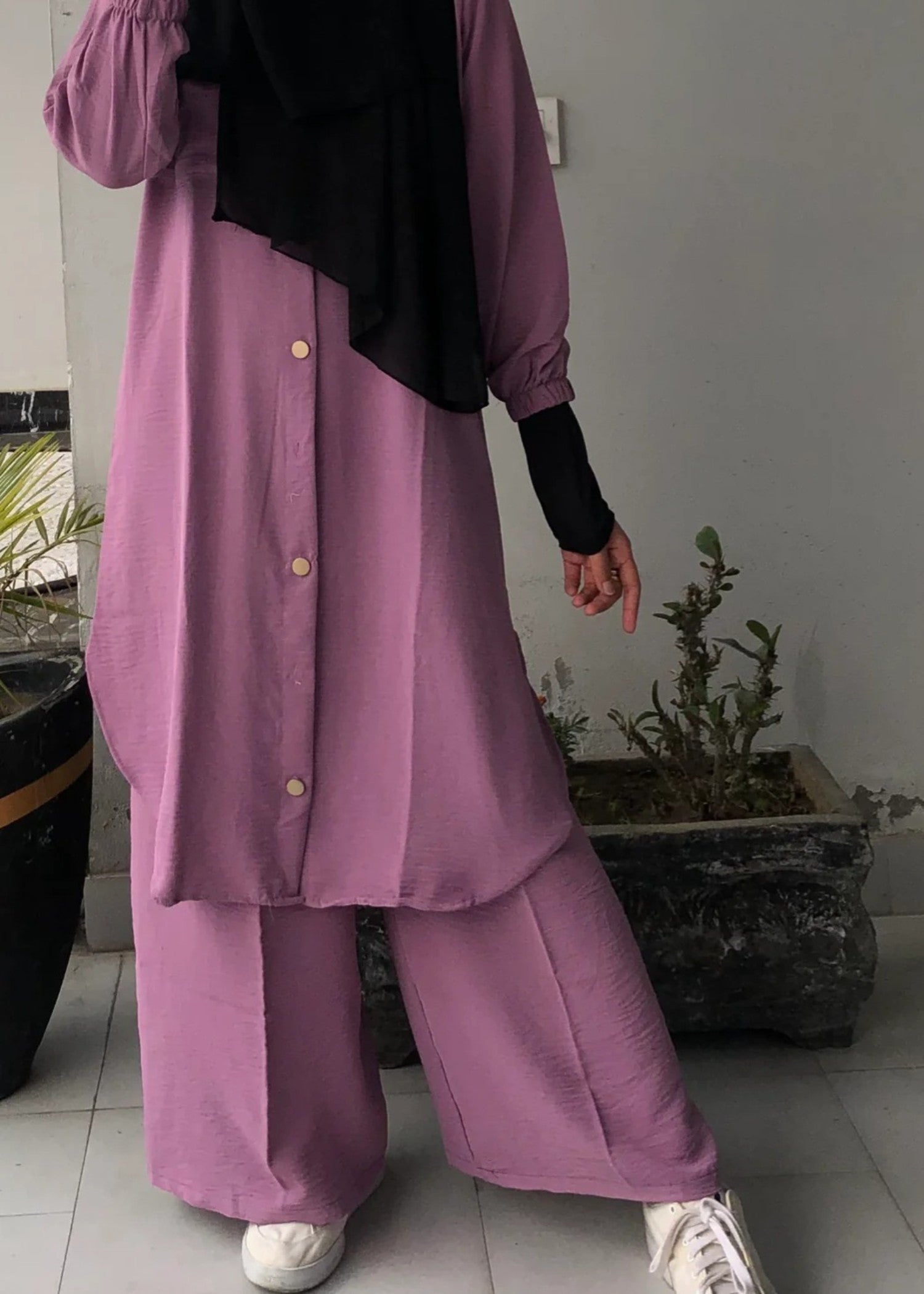 Al Rubab Collection Pocket Style Co Ord Set Dusty Pink Women 2pcs