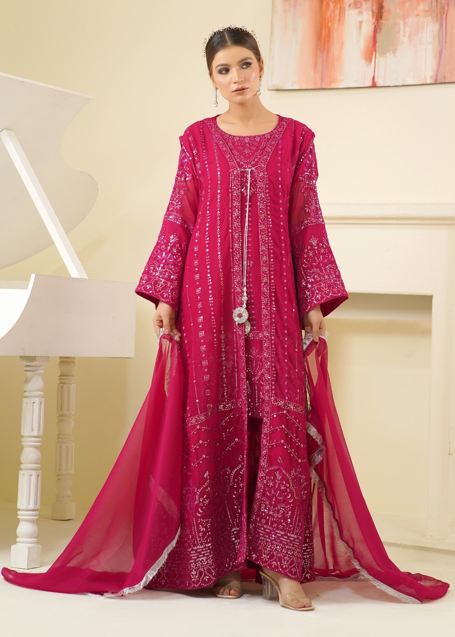 Rangoon Clothing Nameera Hot Pinkhoit Women 4pcs