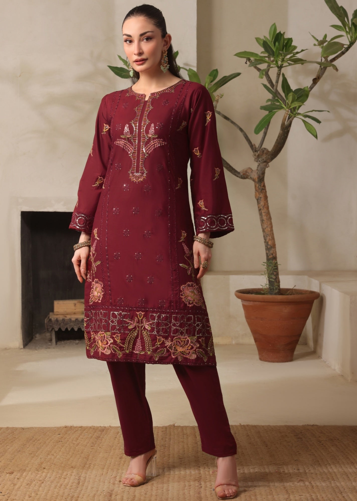 Ayra Pret Sumbul Maroon Women 2pcs