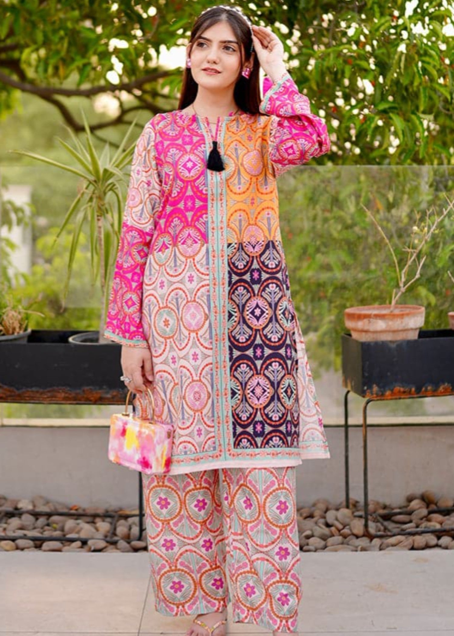 Shanghai Preet "Festive Mosaic Lawn Set" Women 2pcs