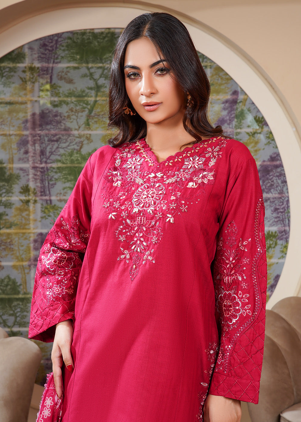 Elara Official Crimson Maroon Women 3pcs