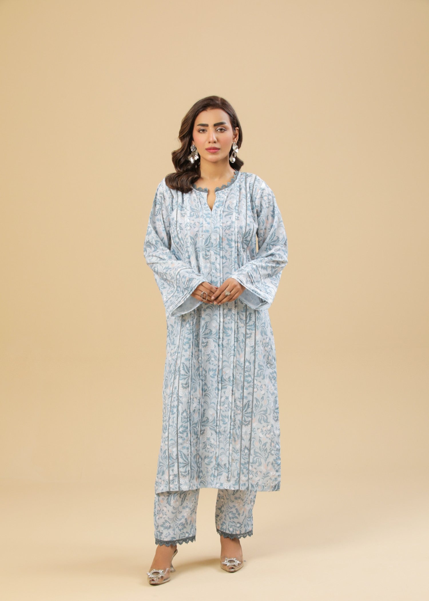 Zenyre Azure Petals Printed Set Women 2pcs