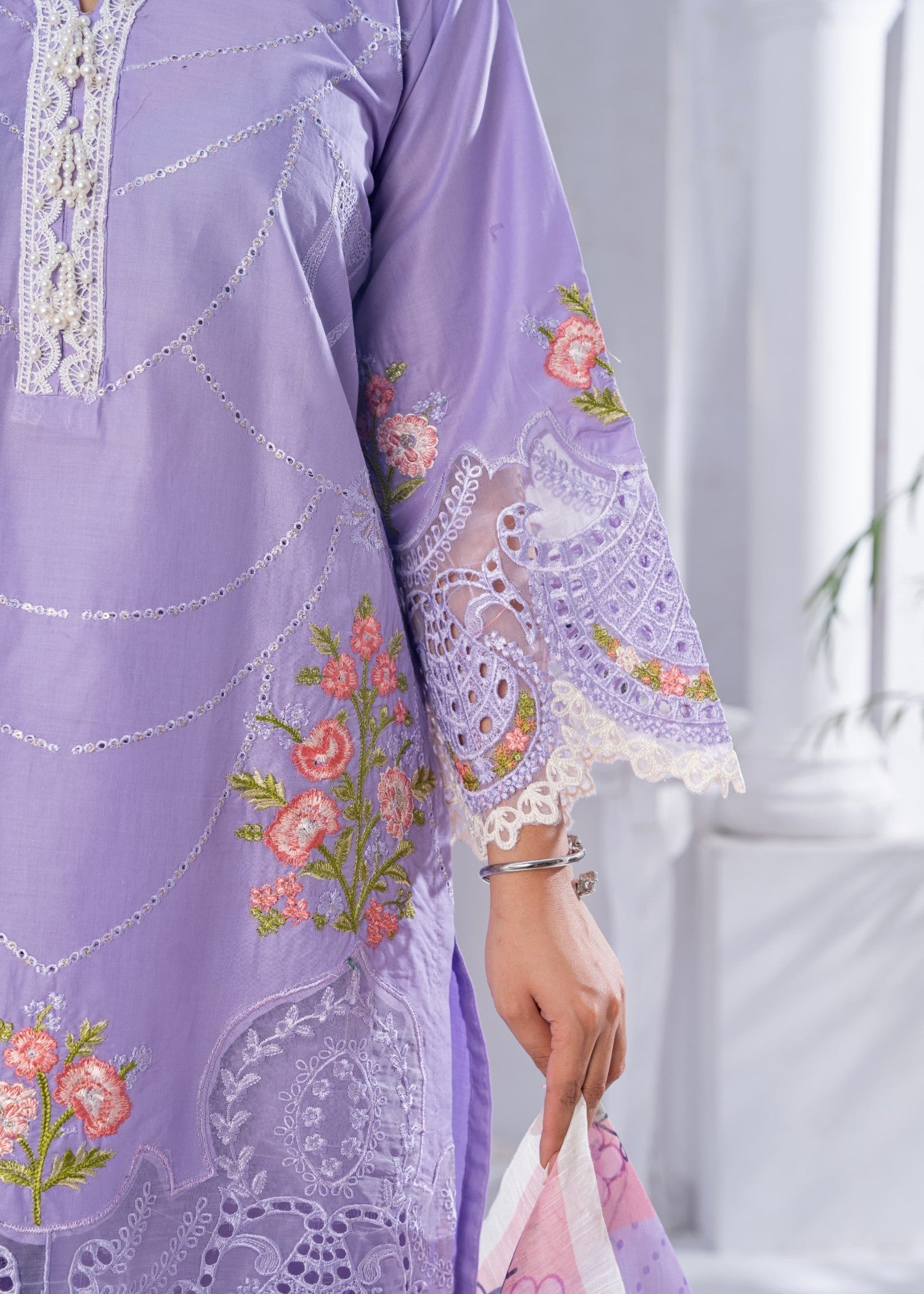 Sajfi Closet Luxury Cotton Stitched for Women | Lavender Women 3pcs