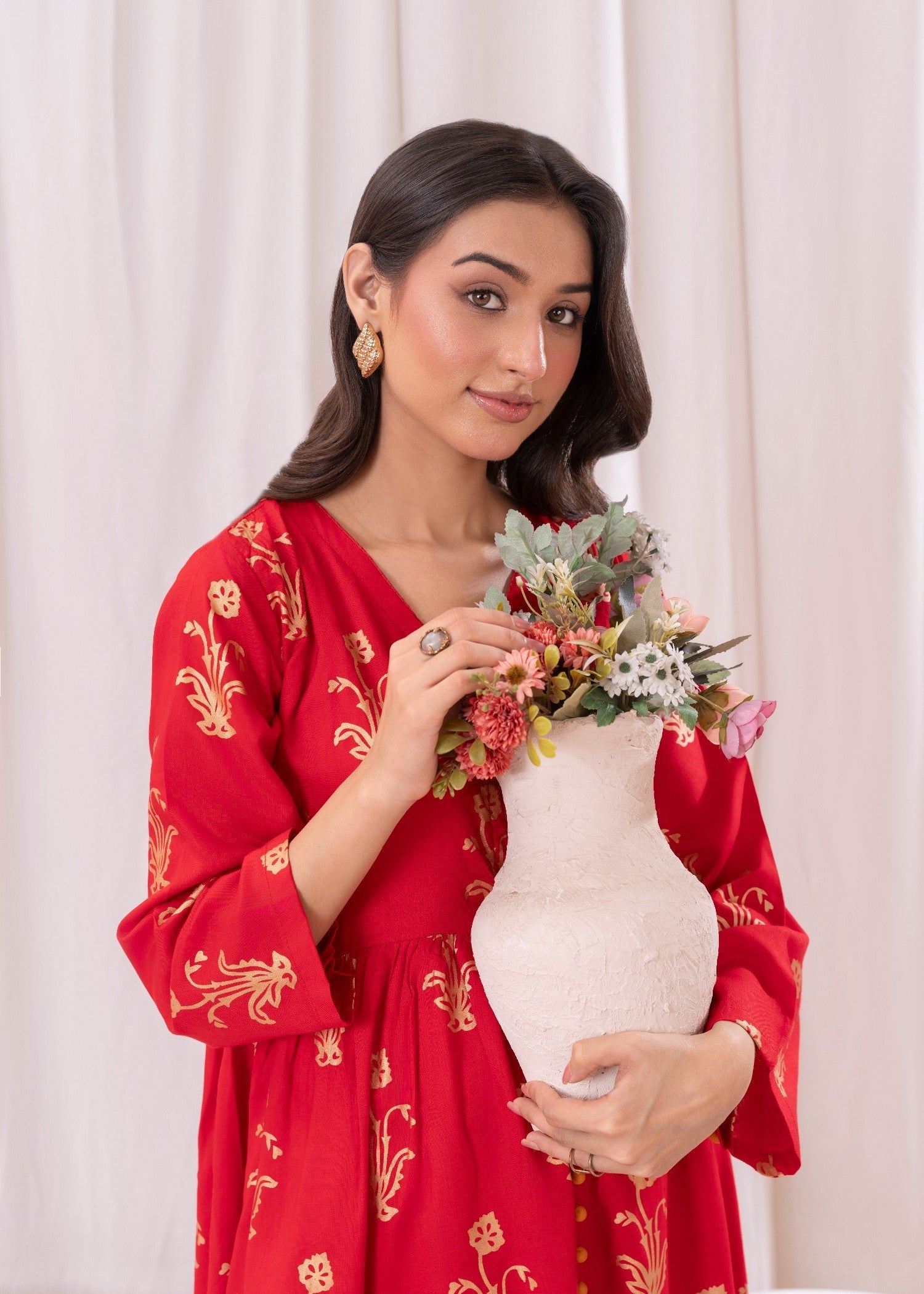 Laal Kurti Maxi Set D112 Women 2pcs