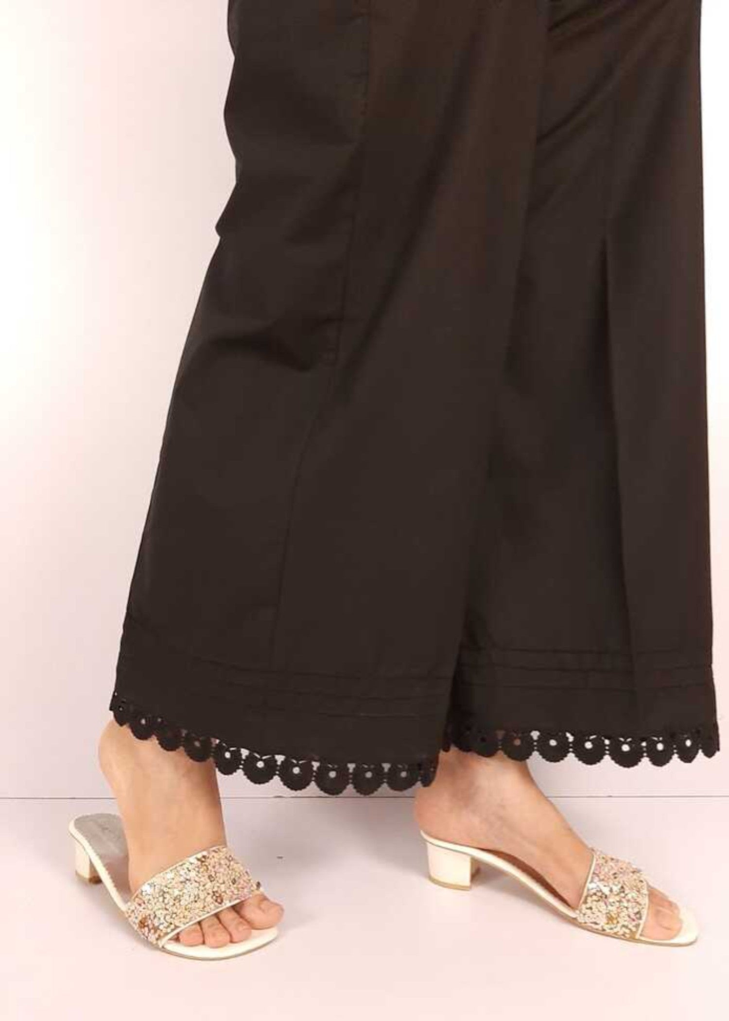 Zardi Cotton Palazzo With Bottom Lace – Black – ZT302 Women 1pcs