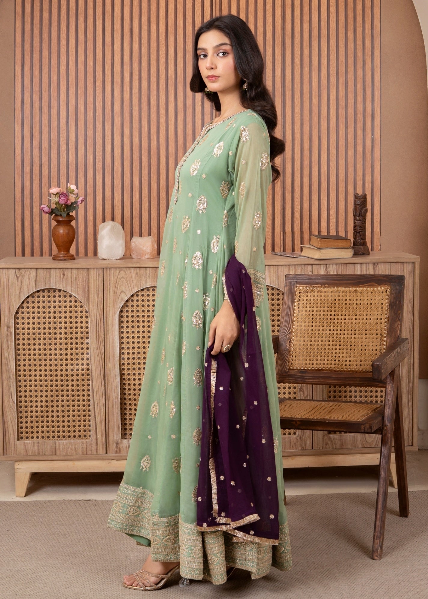 Abaan Zohan Raunak Pastel Green Women 3pcs