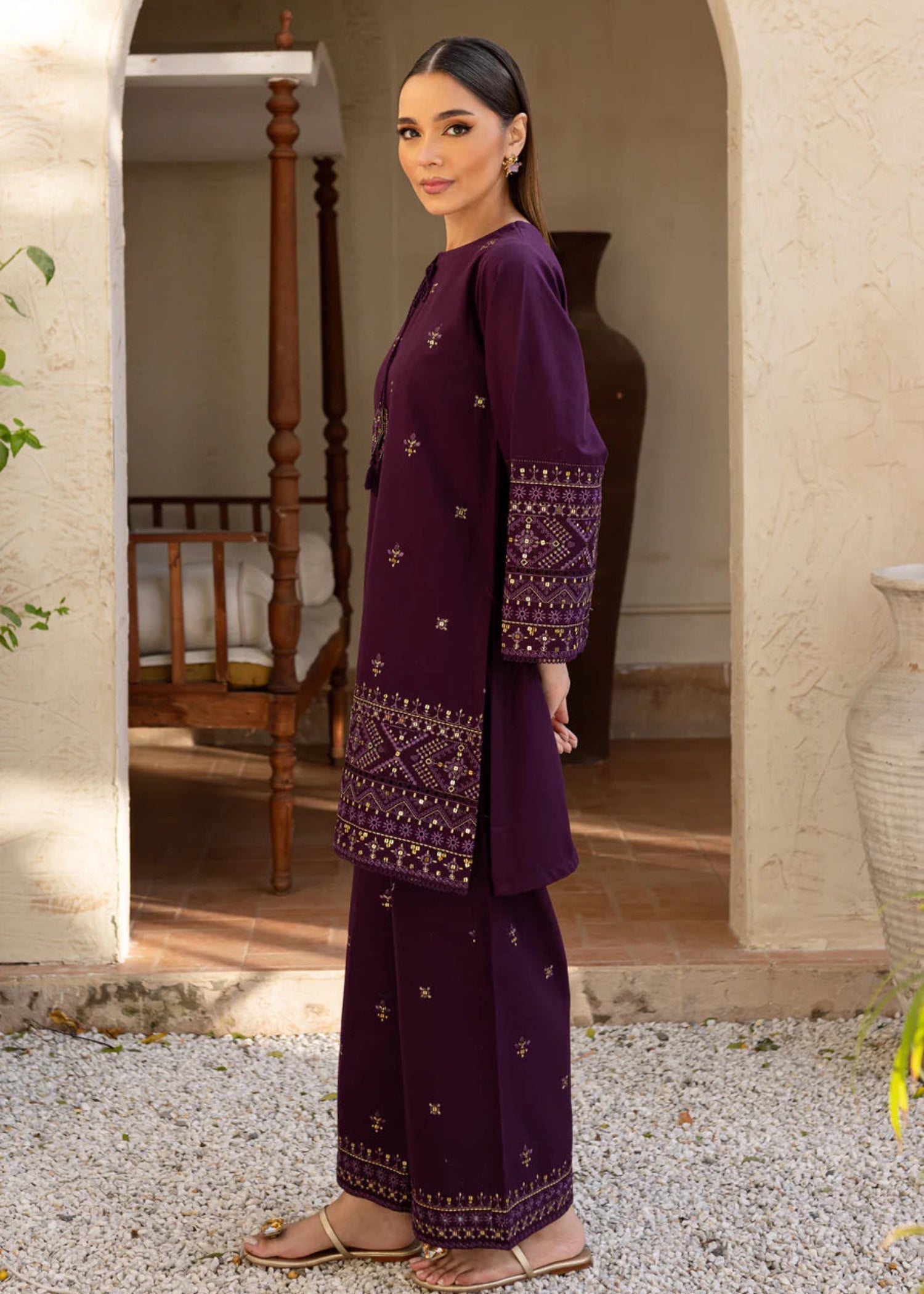 The Turkish Wear Maira Plum Women 2pcs