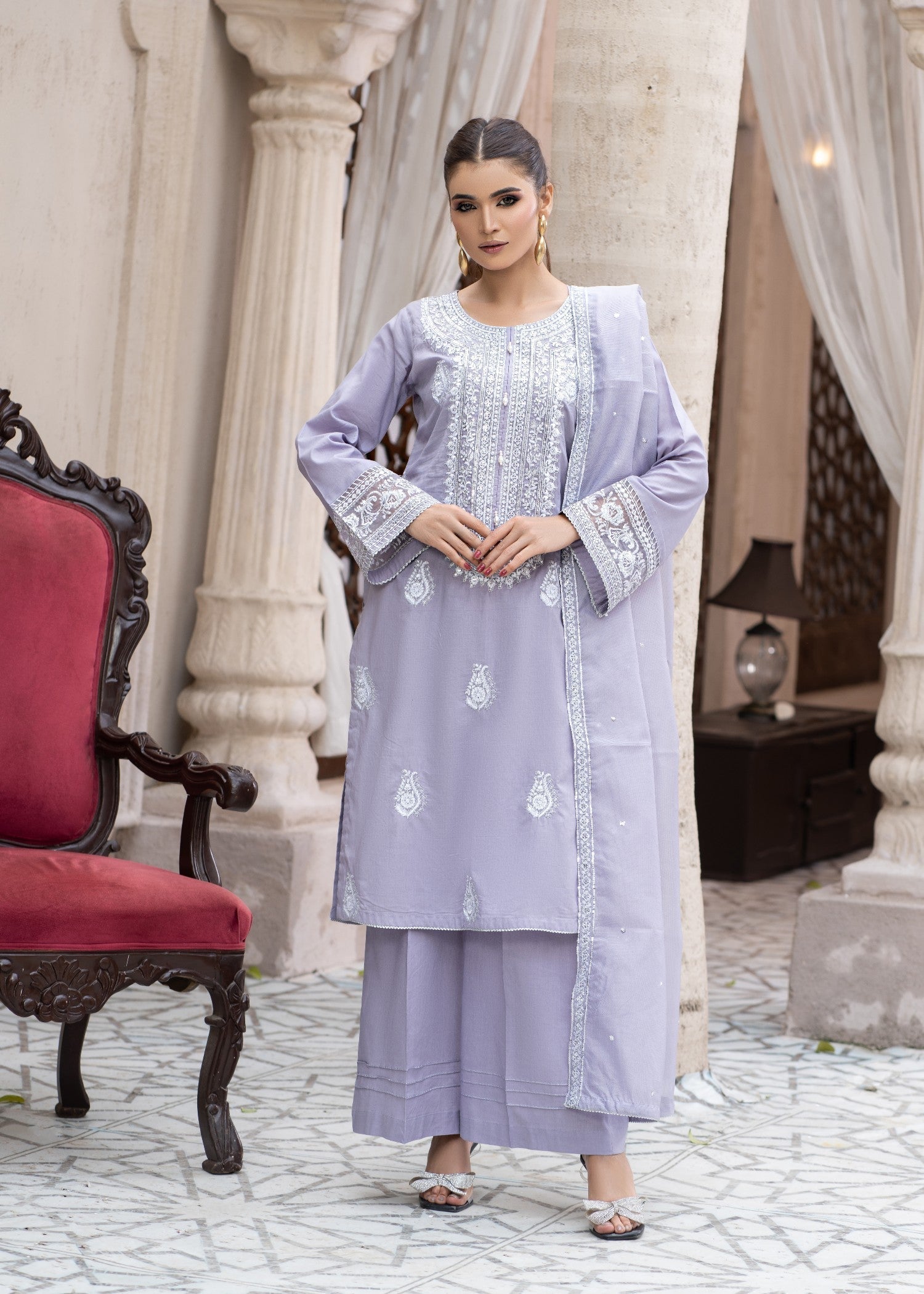Madame Embroidered Lylic Suit 2755 Women 3pcs