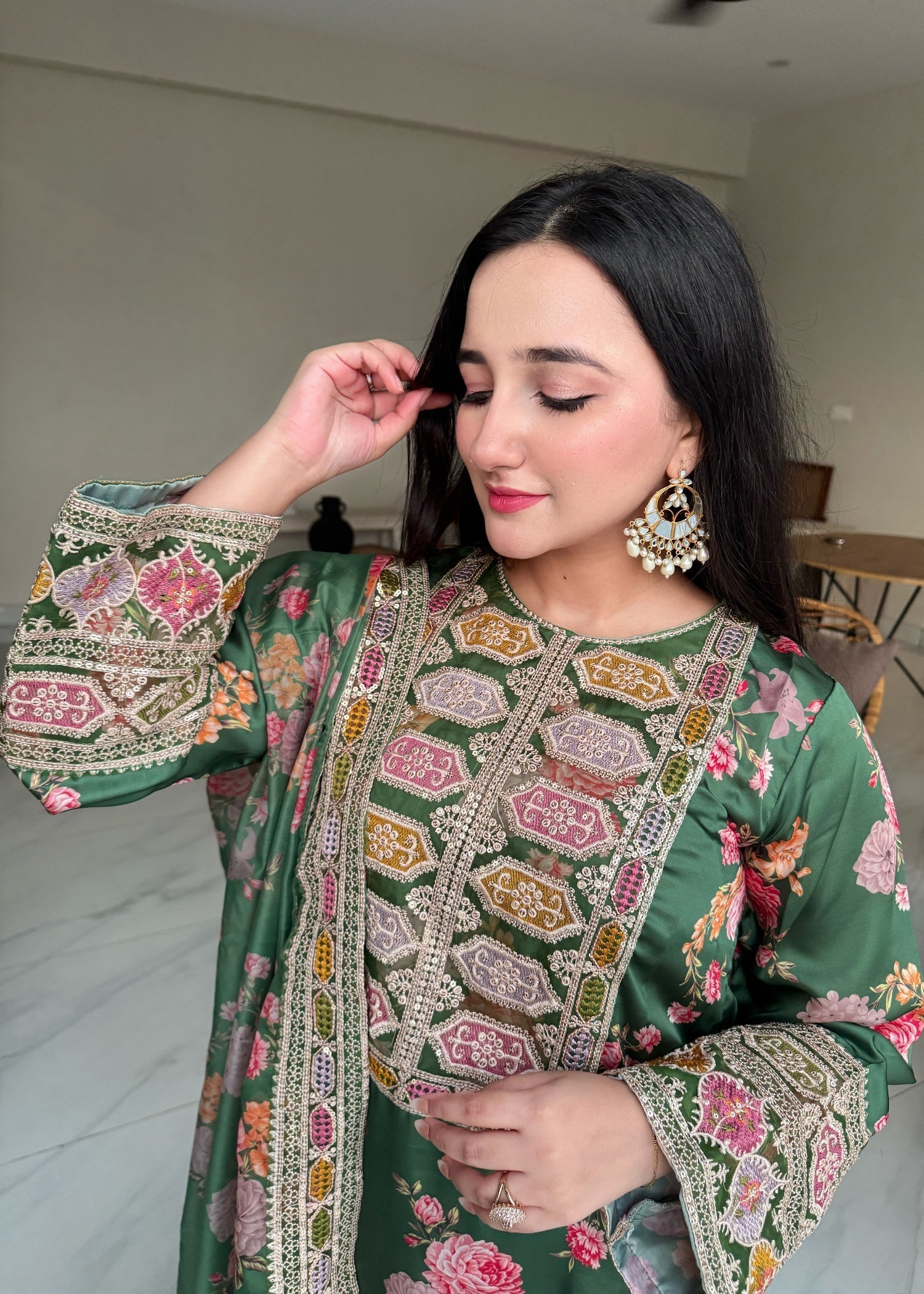 Suits By Sadia IMAAN SILK GREEN Women 3pcs