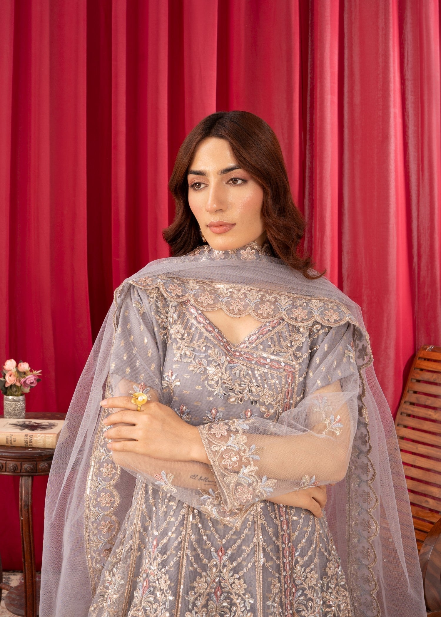 Four Season Boutique QISWAH ANGRAKHA GREY Women 3pcs