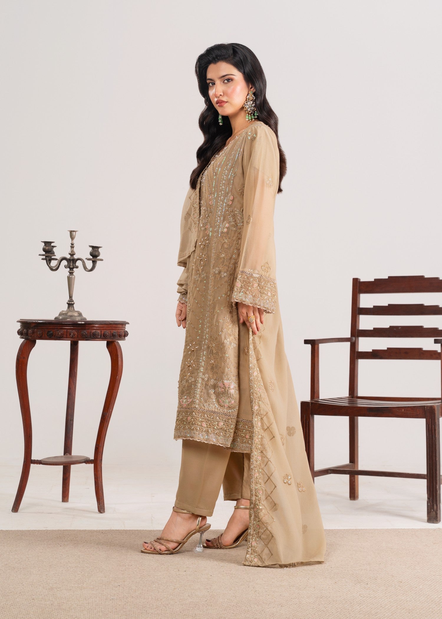 Four Season Boutique DUA CHIFFON TAN BROWN Women 3pcs