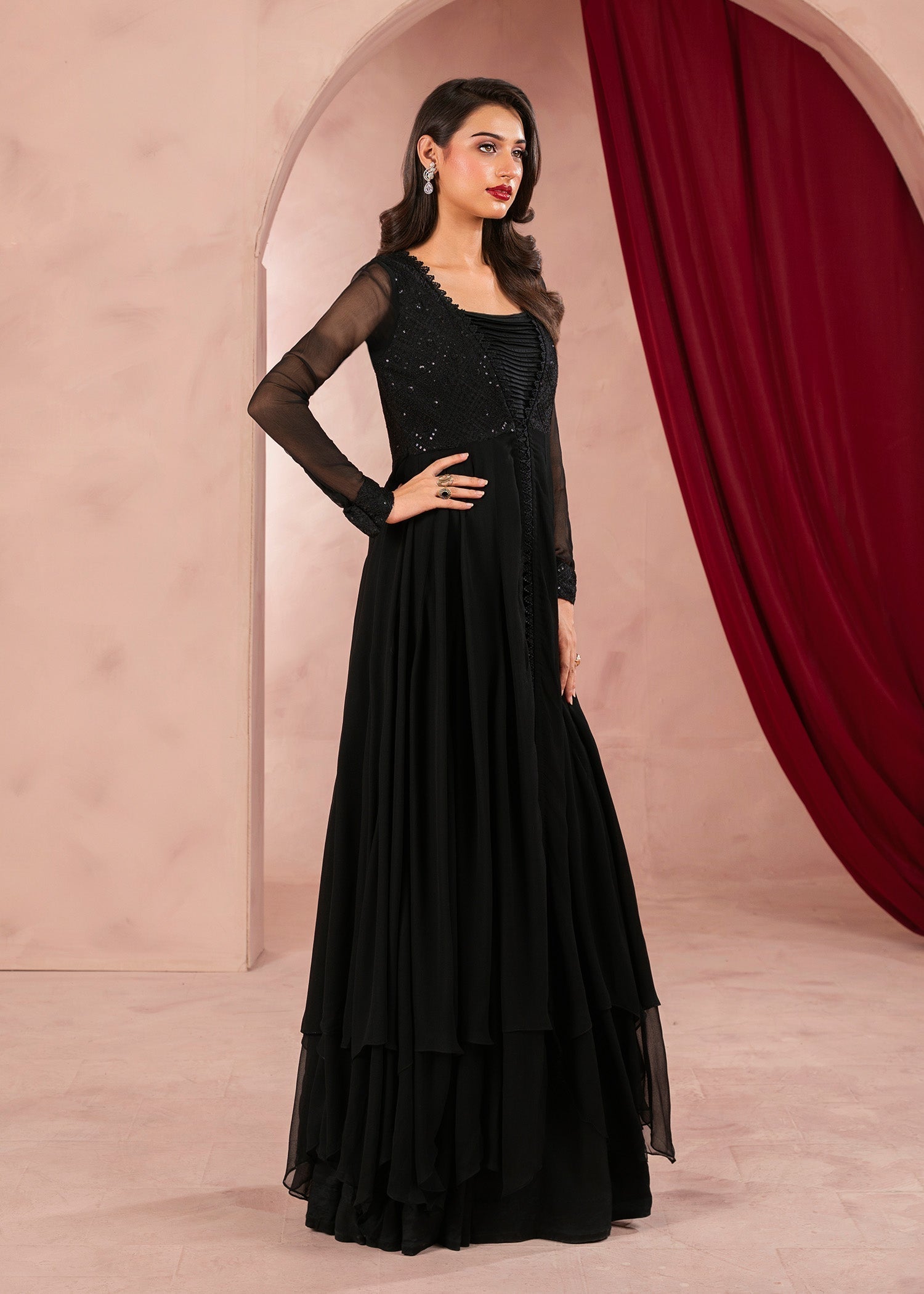 Rang-e-Haya Moon Veil (Black) Women 3pcs