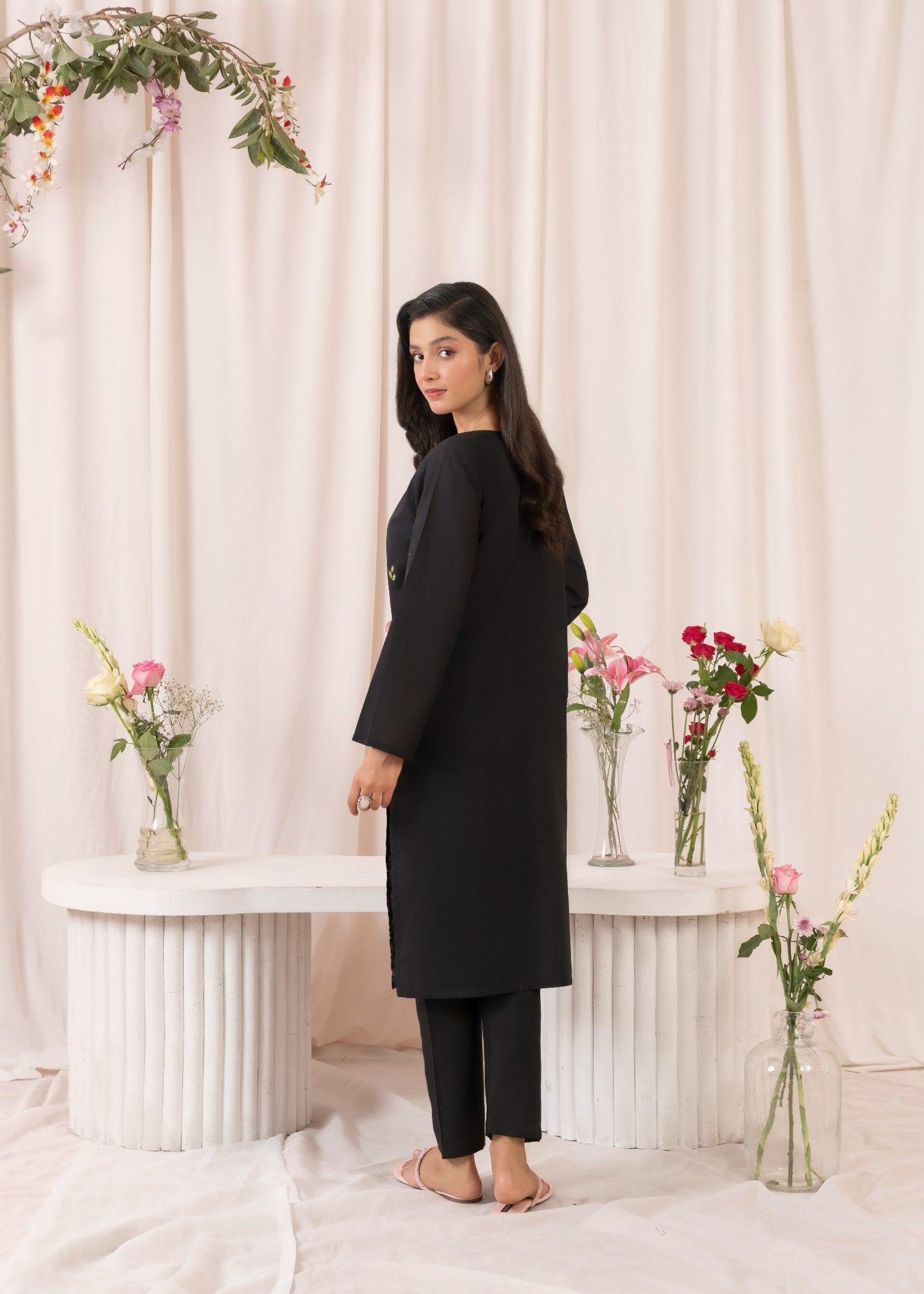 Musani Embroidered Lawn Stitched Shirt Black Women 1pcs