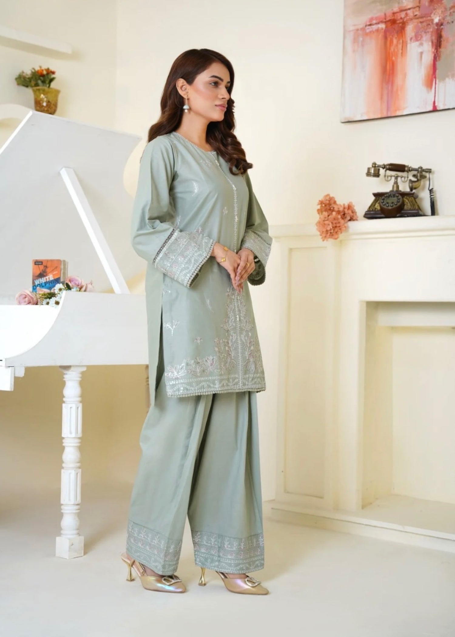 The Turkish Wear Lajwanti Pastel Green Women 2pcs