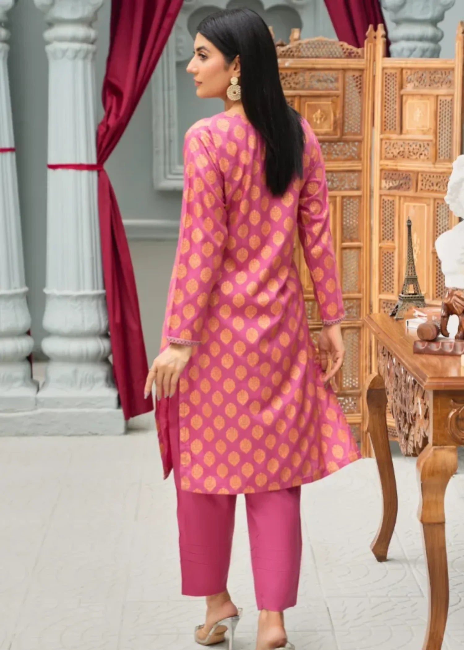 Designer Rack block print chic pink Women 2pcs