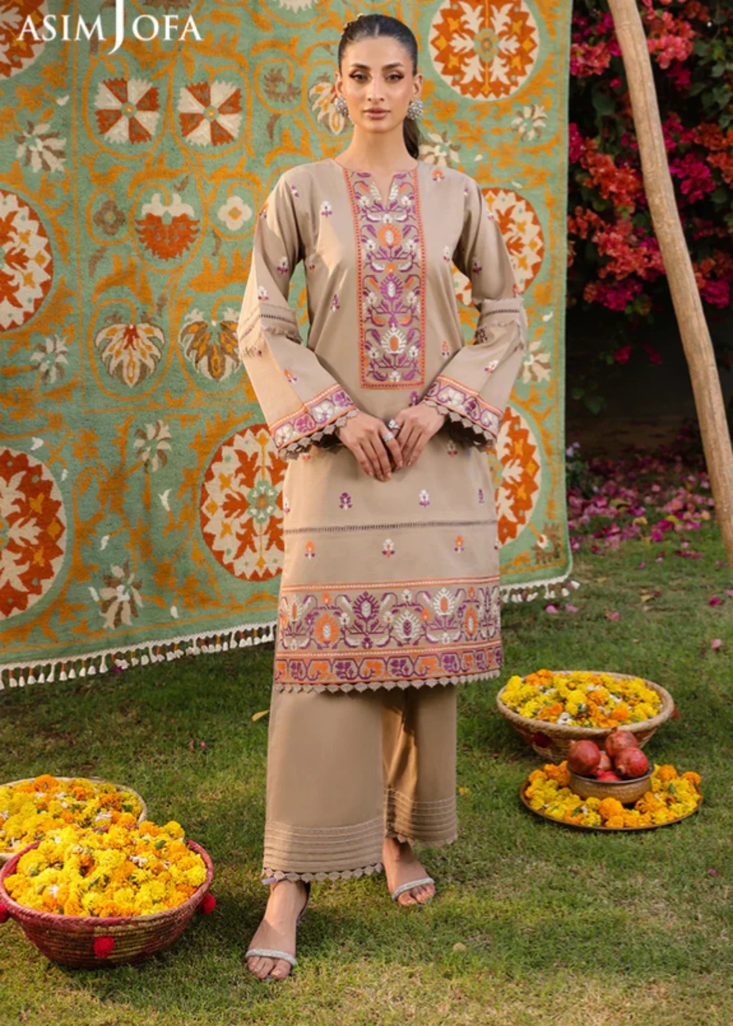 Asim Jofa AJPB 181 EMBROIDERED CAMBRIC STITCHED Women 2pcs