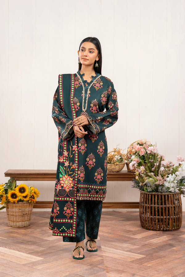 Wearalayah Women Daily Wear Winter Pine Green Women 3pcs