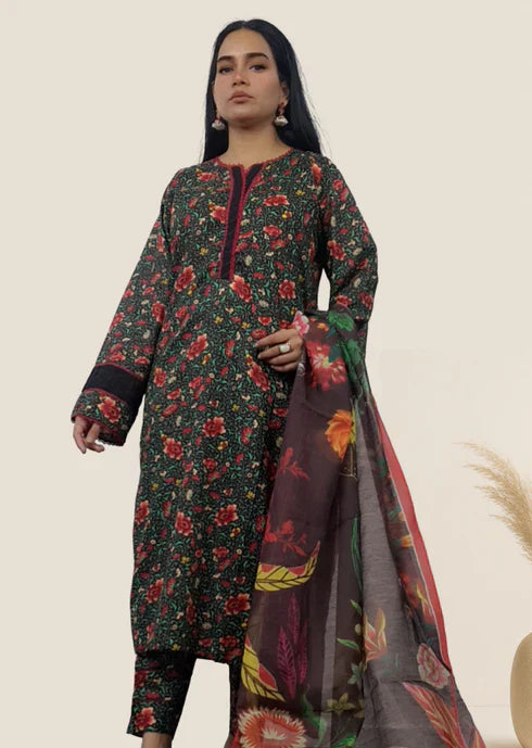 Namal Zara Ltd Summer Pret Lawn Forest Green Floral Design Women 3pcs