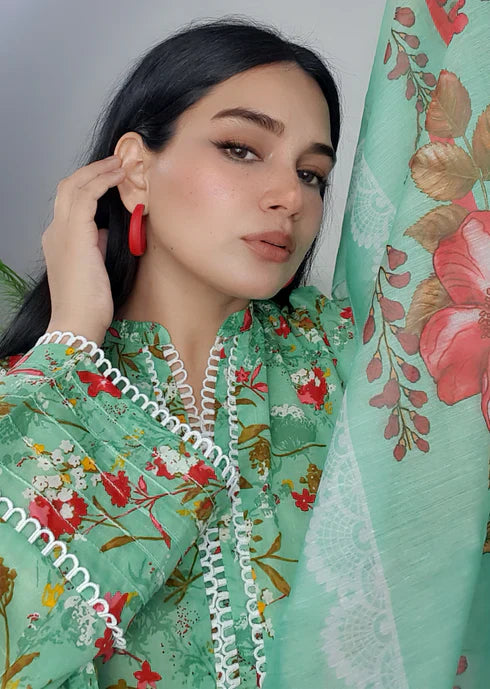 Namal Zara Ltd Summer Pret Lawn Pistachio Green Floral Design Women 3pcs