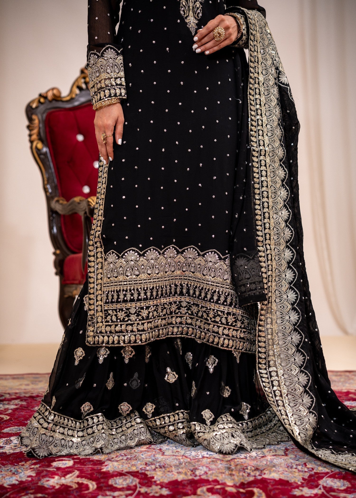 Alyssa Black gharara suit ALL404 Women 3pcs