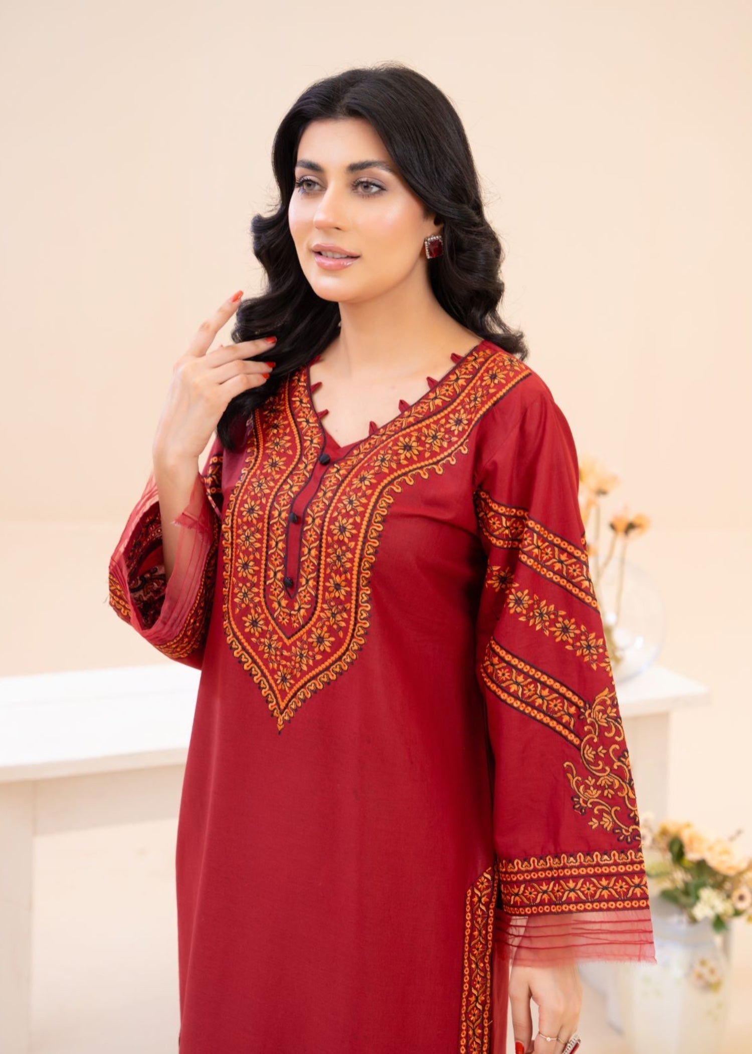 Zeenat & Zoha Maroon Women 2pcs