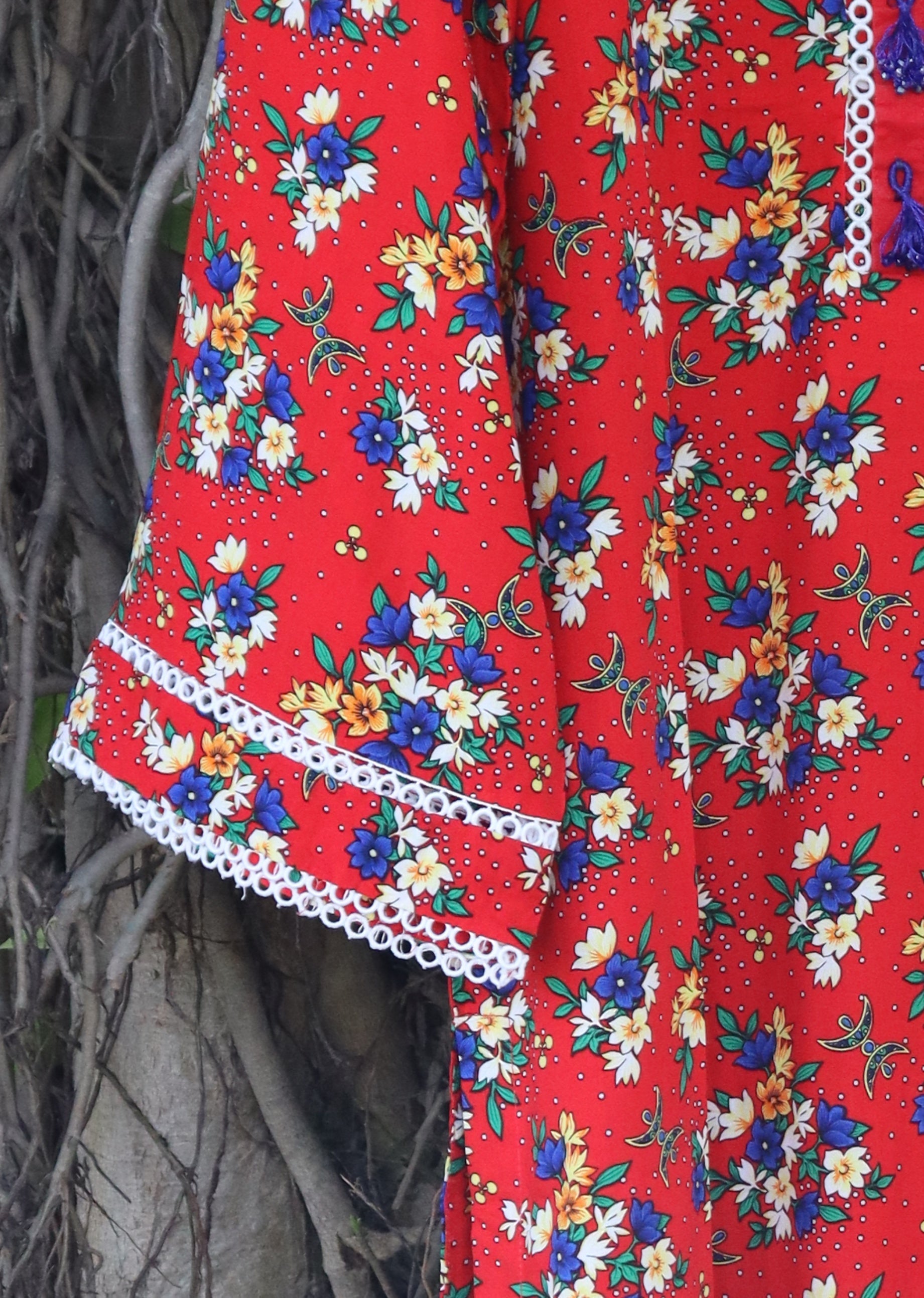 Namal Zara Ltd Co Ord Linen Set Dark Red Floral Women 2pcs