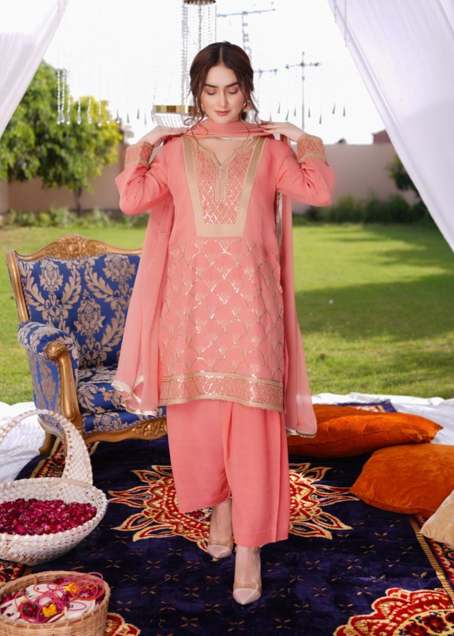 Akhrot Clothing Pink Festive Women 3pcs