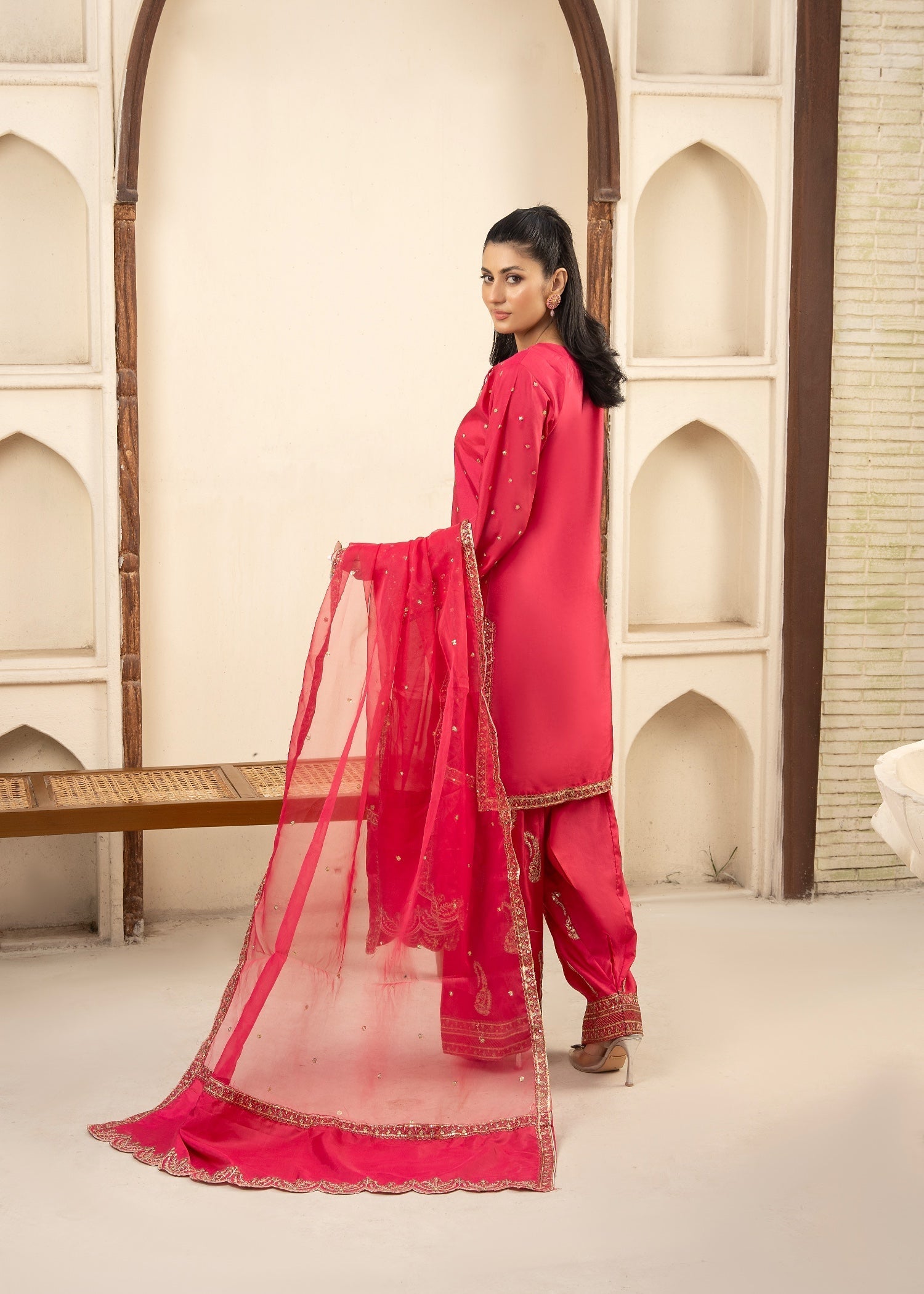 Maira Fashion Shocking Pink Kurta Set Women 3pcs