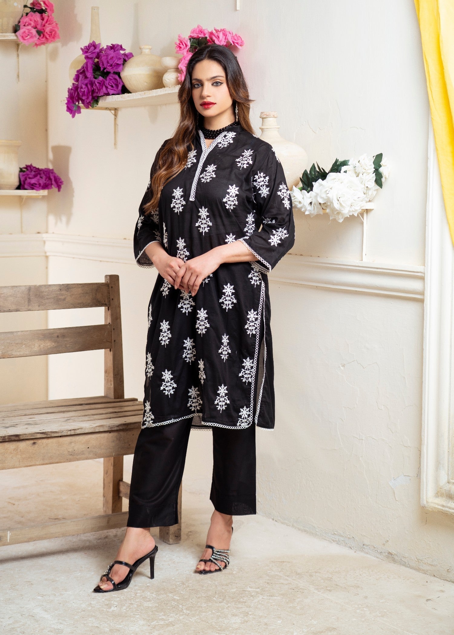 Afsarah White Tatreez Women 2pcs