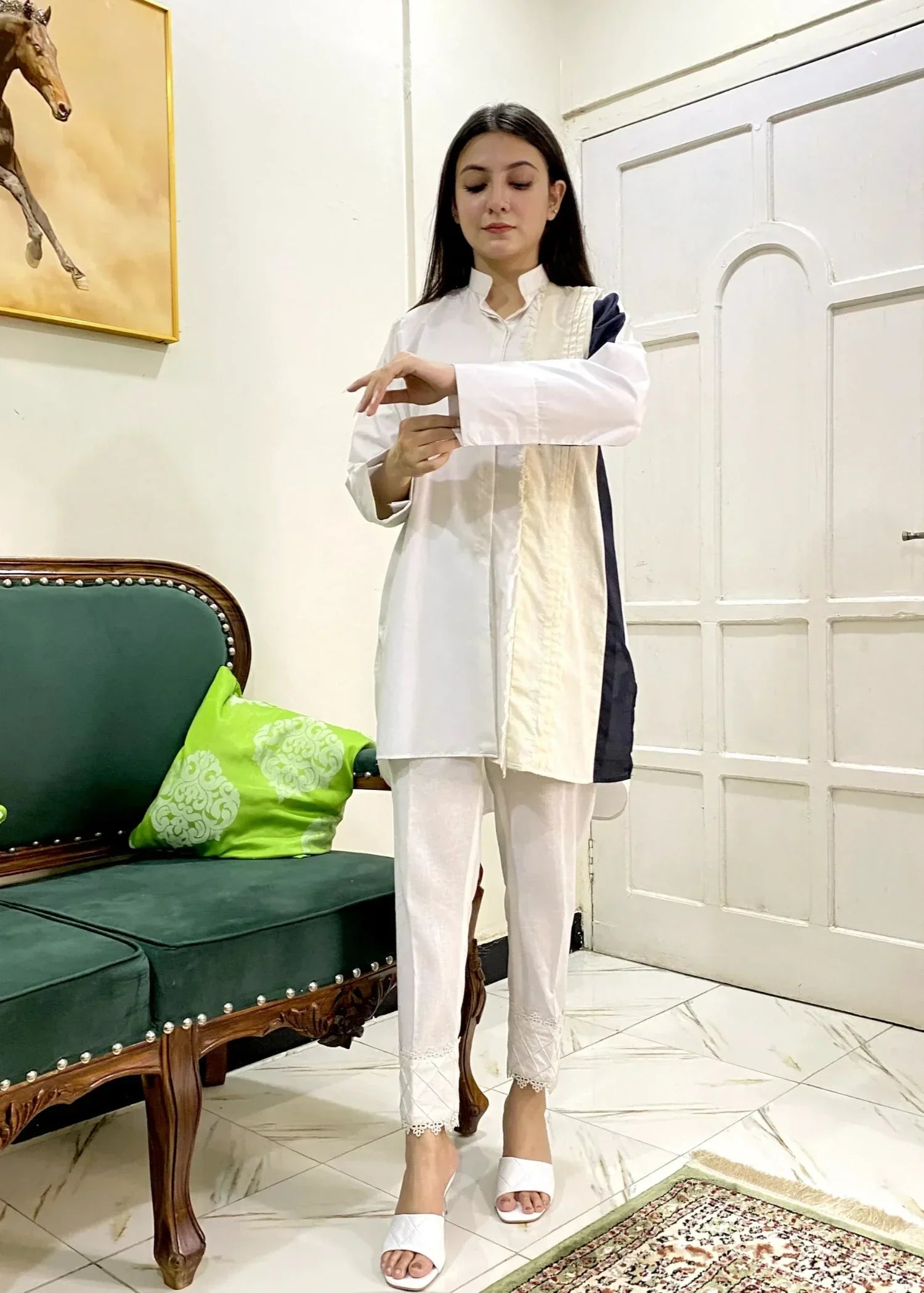 Urban Cut Versatile Design Cotton patchwork Shirt Women 1pcs