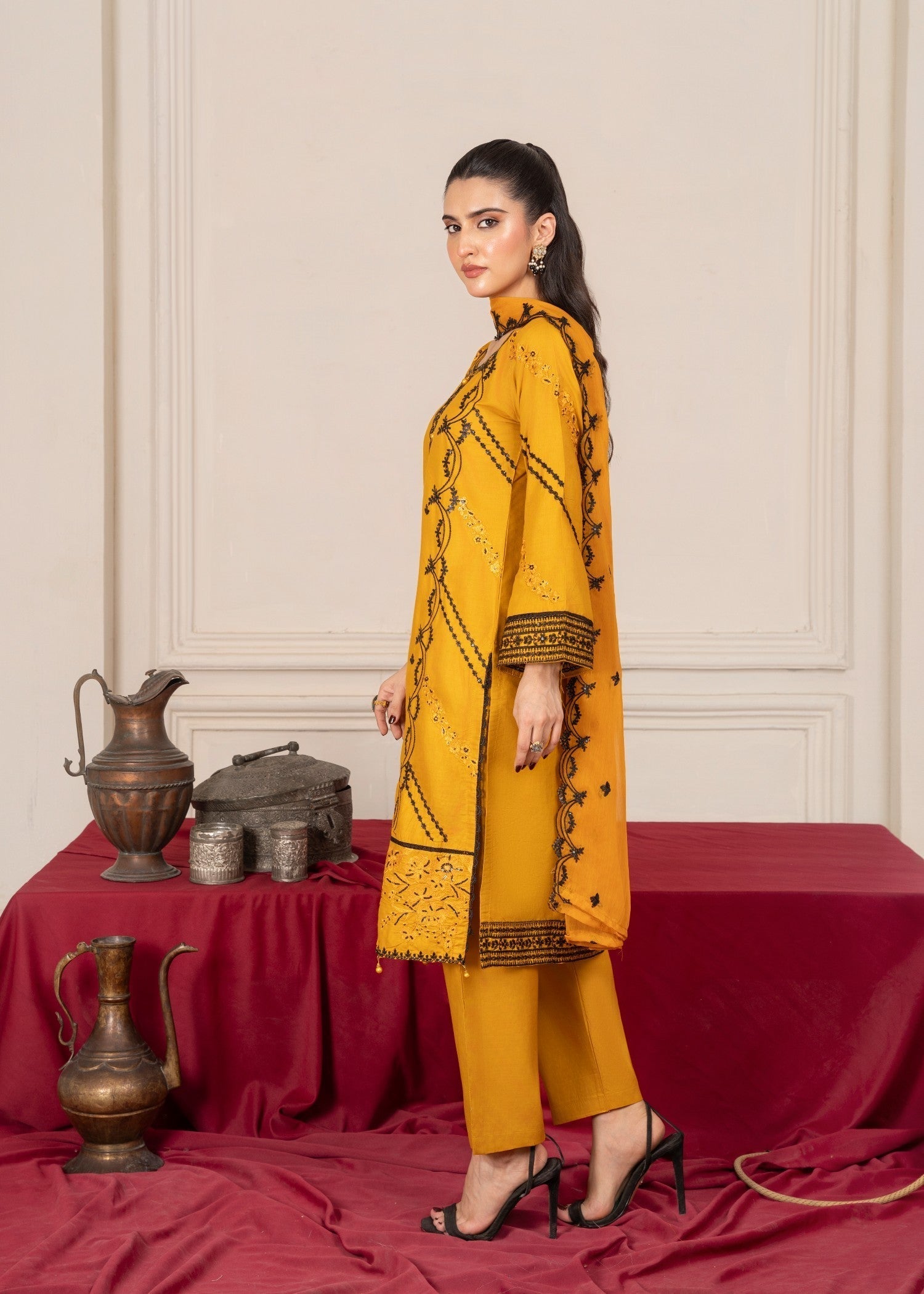 Four Season Boutique ZIRWAH COTTON MUSTARD Women 3pcs