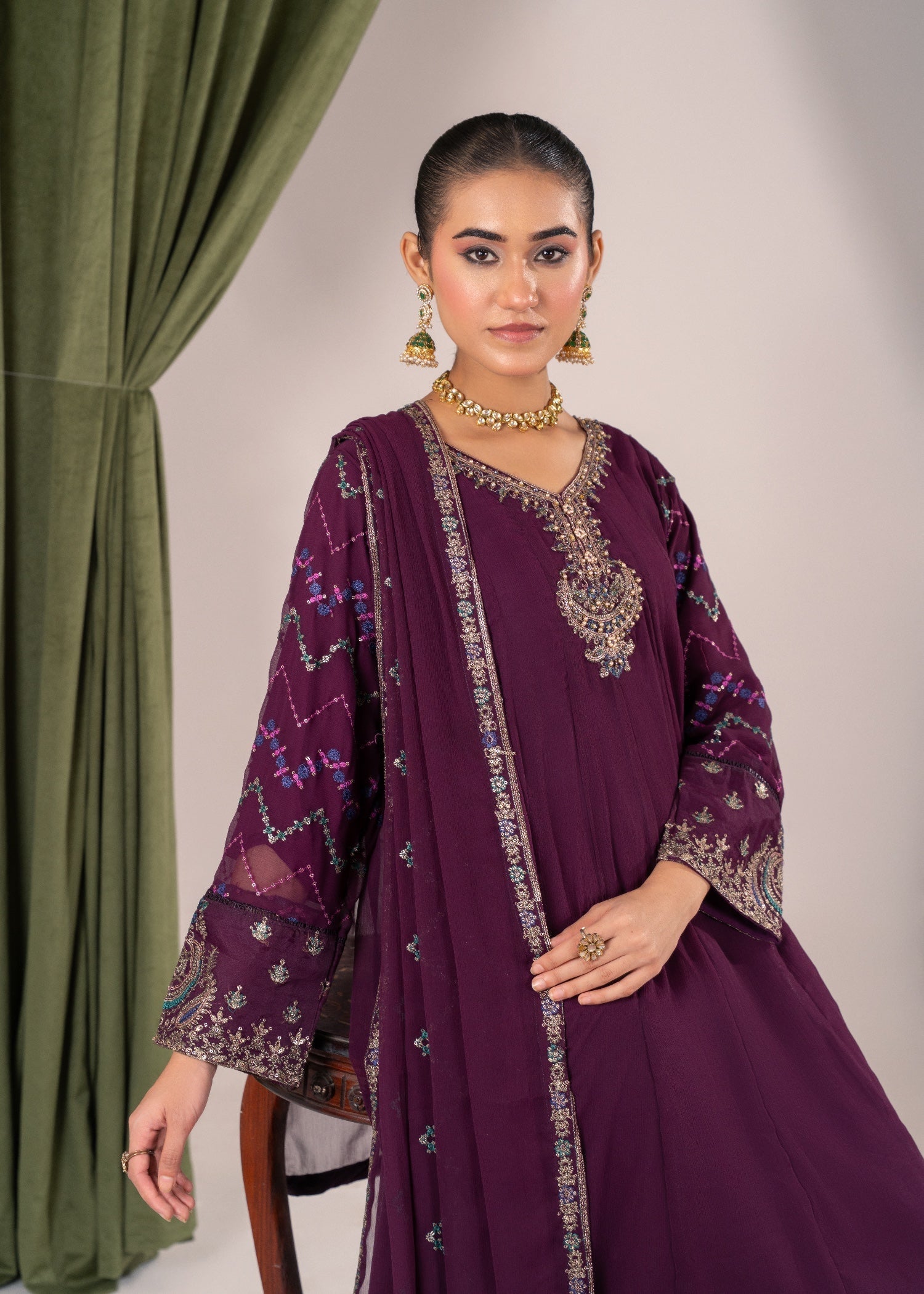 Pehnawa Fashion Charm Frock chiffon Women 3pcs