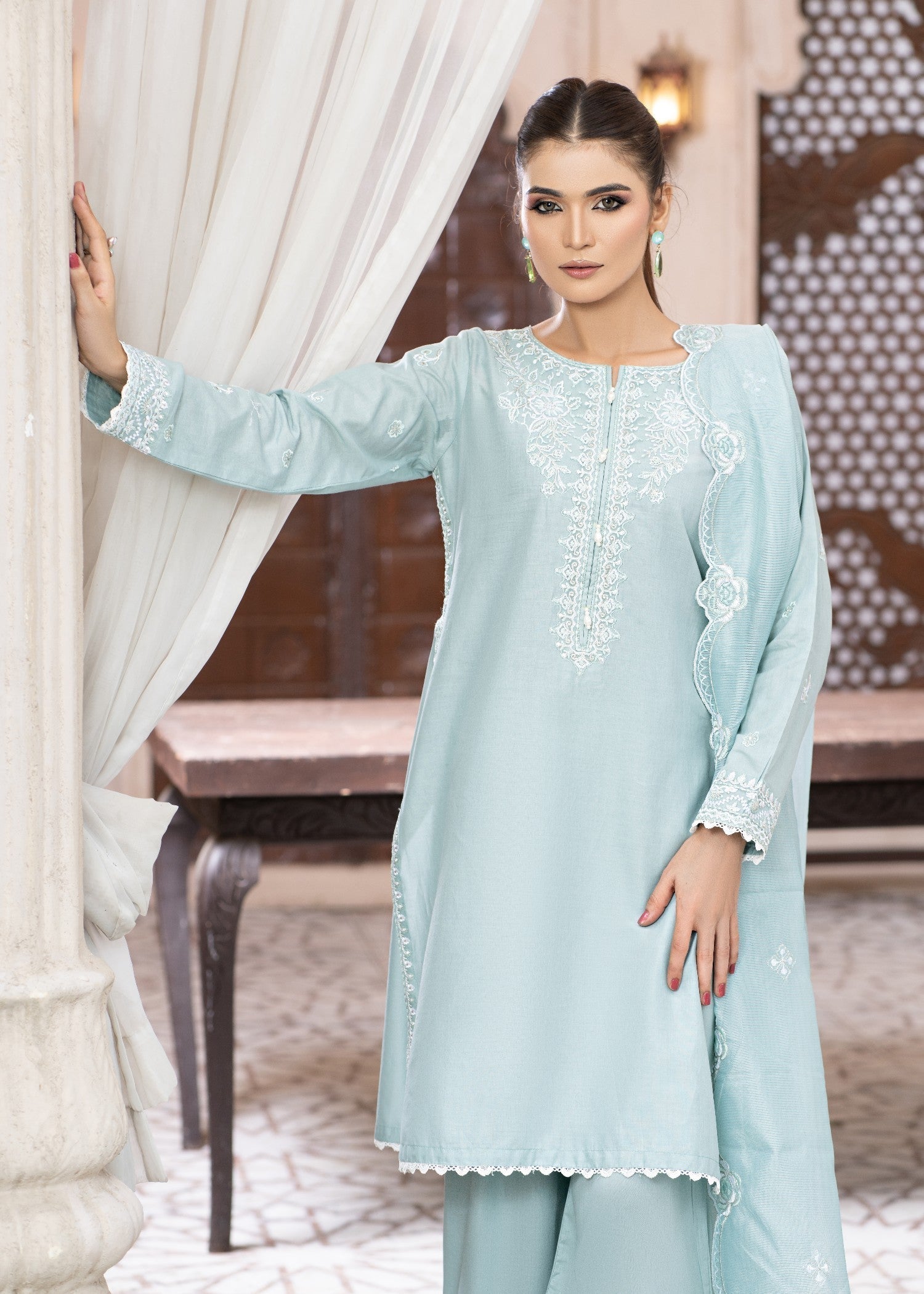 Madame Embroidered Cotton Suit 2758 Women 3pcs