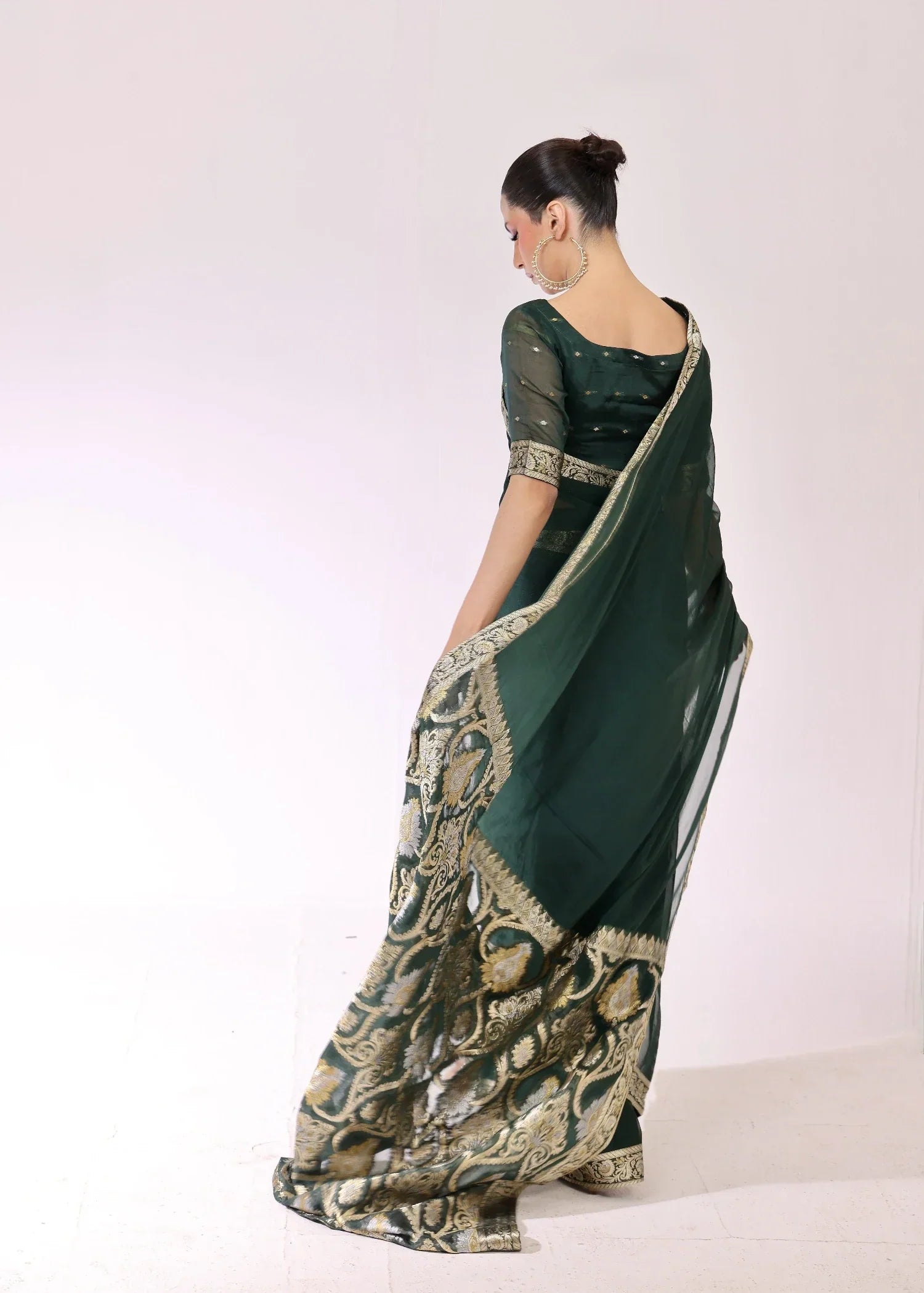 Ripret Emerald Banarsi Saree Women 3pcs