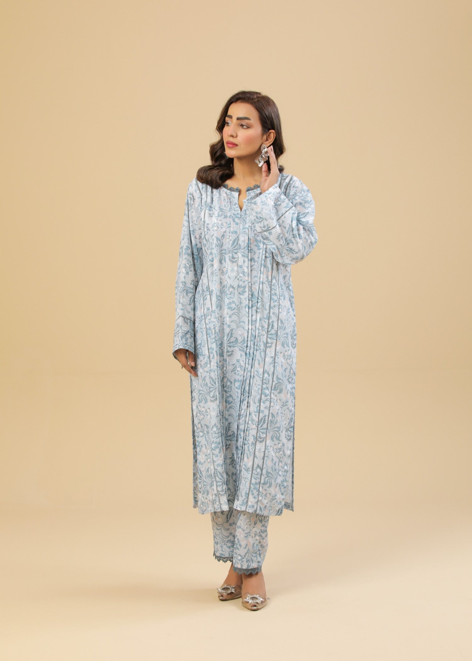 Zenyre Azure Petals Printed Set Women 2pcs