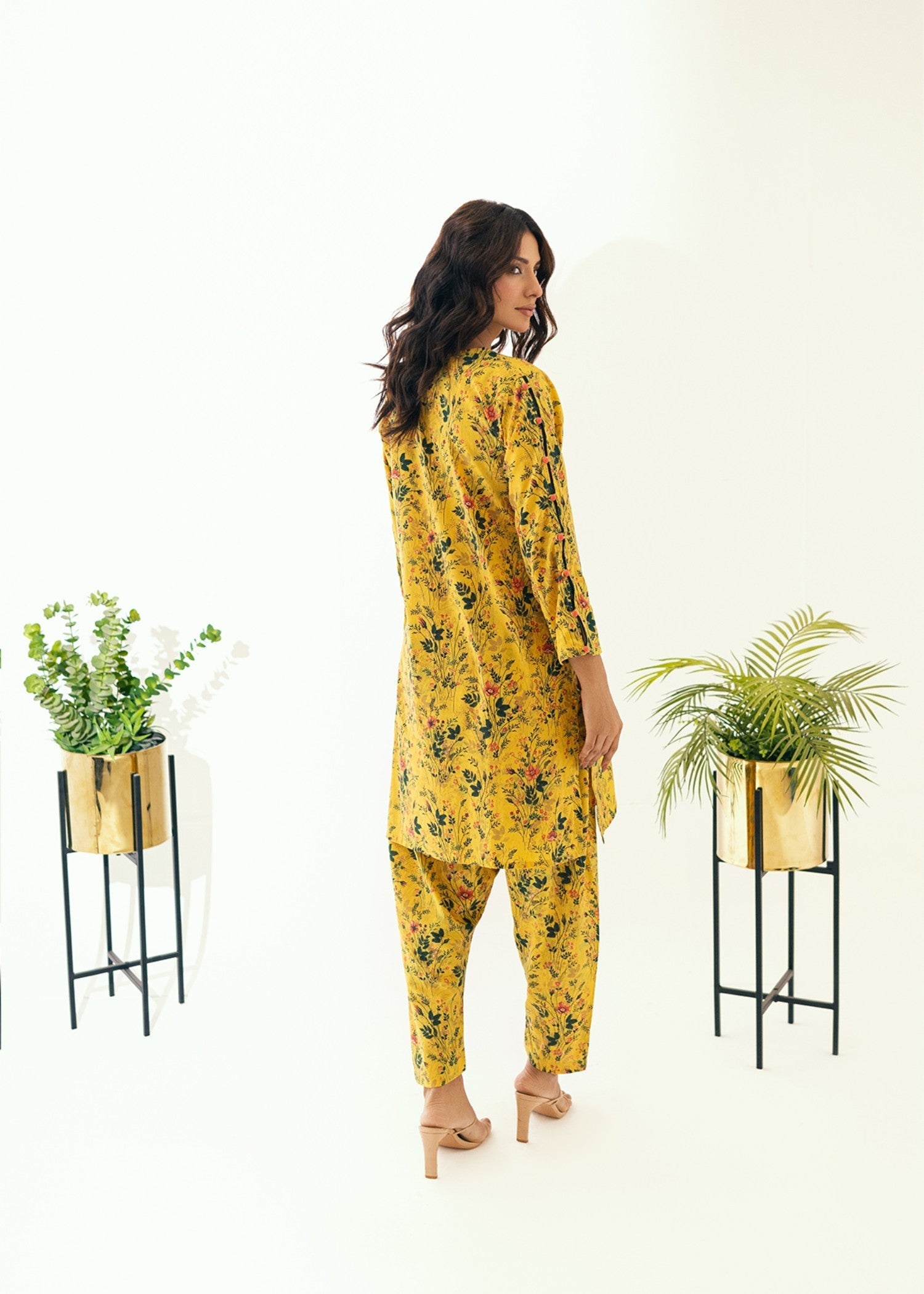 Kumash Textiles Mustard Floral Women Women 2pcs