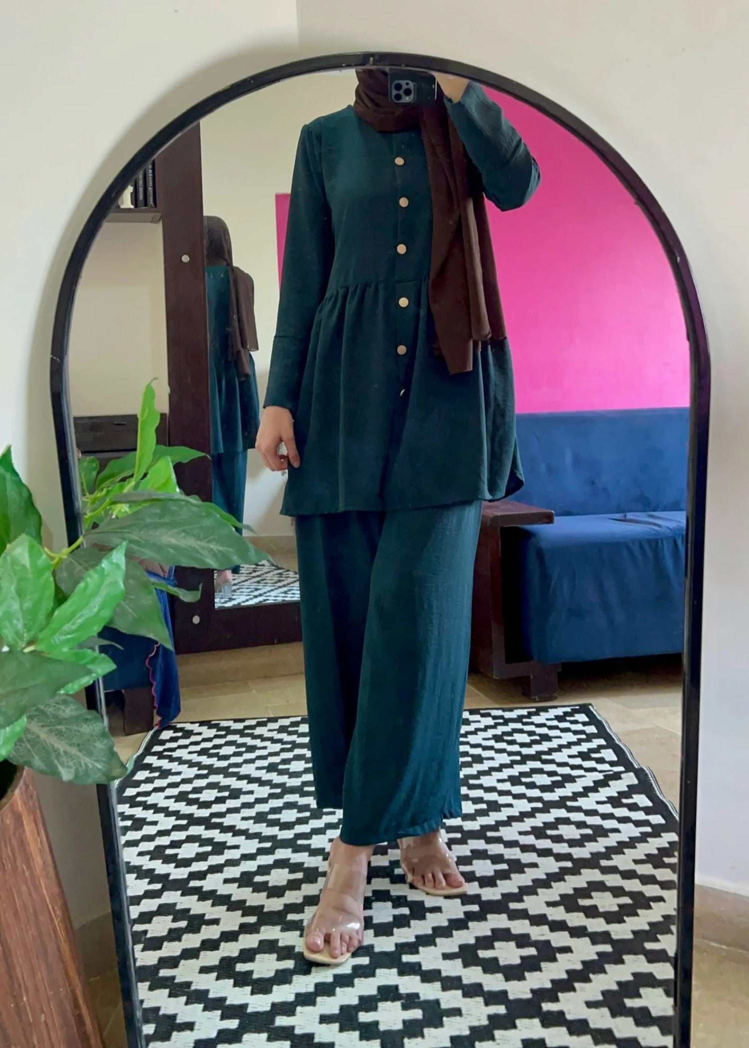 Al Rubab Collection Iris Frock Style Co Ord Set Teal Women 2pcs