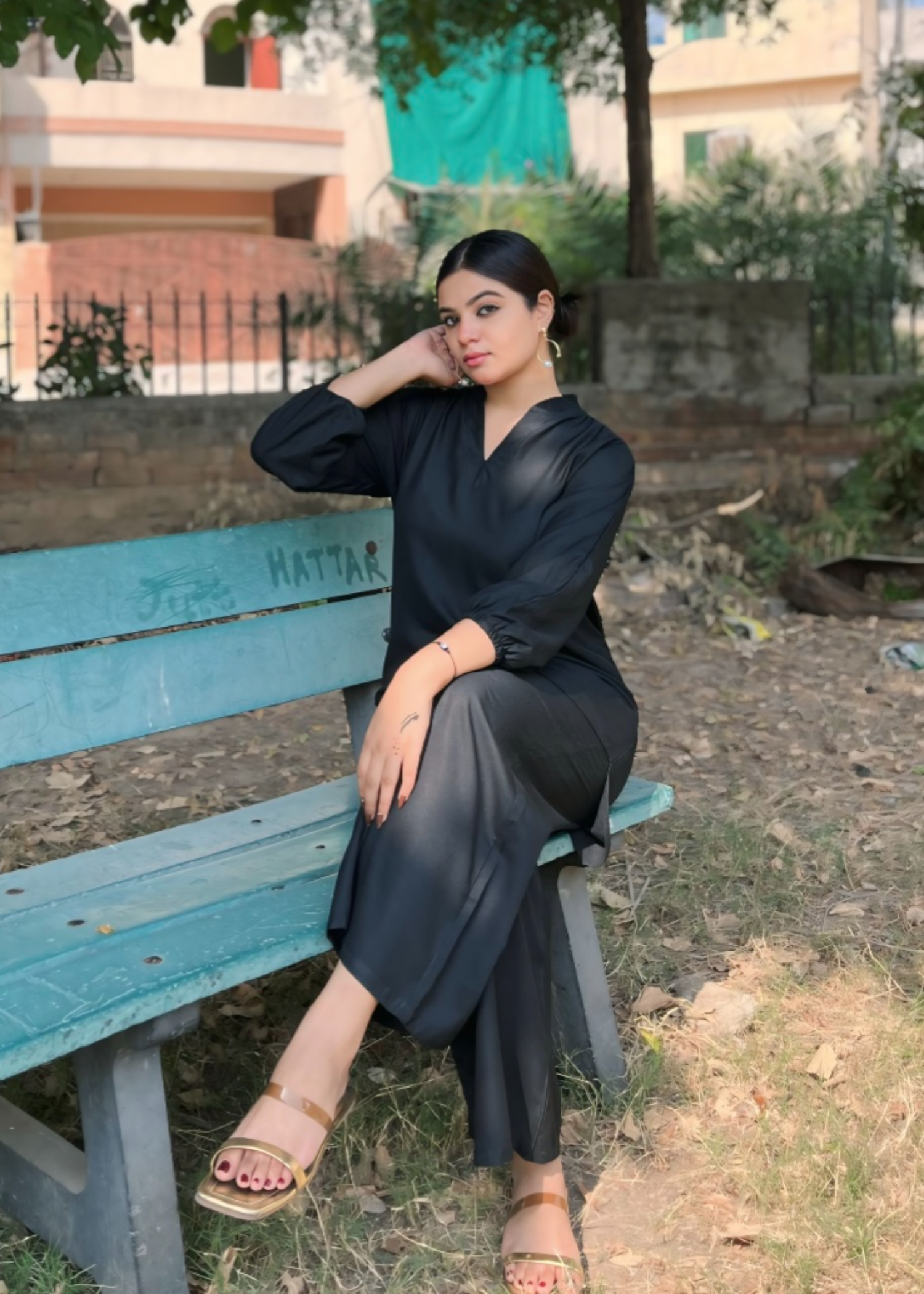 Preetpret Amel Black Solid Women 2pcs